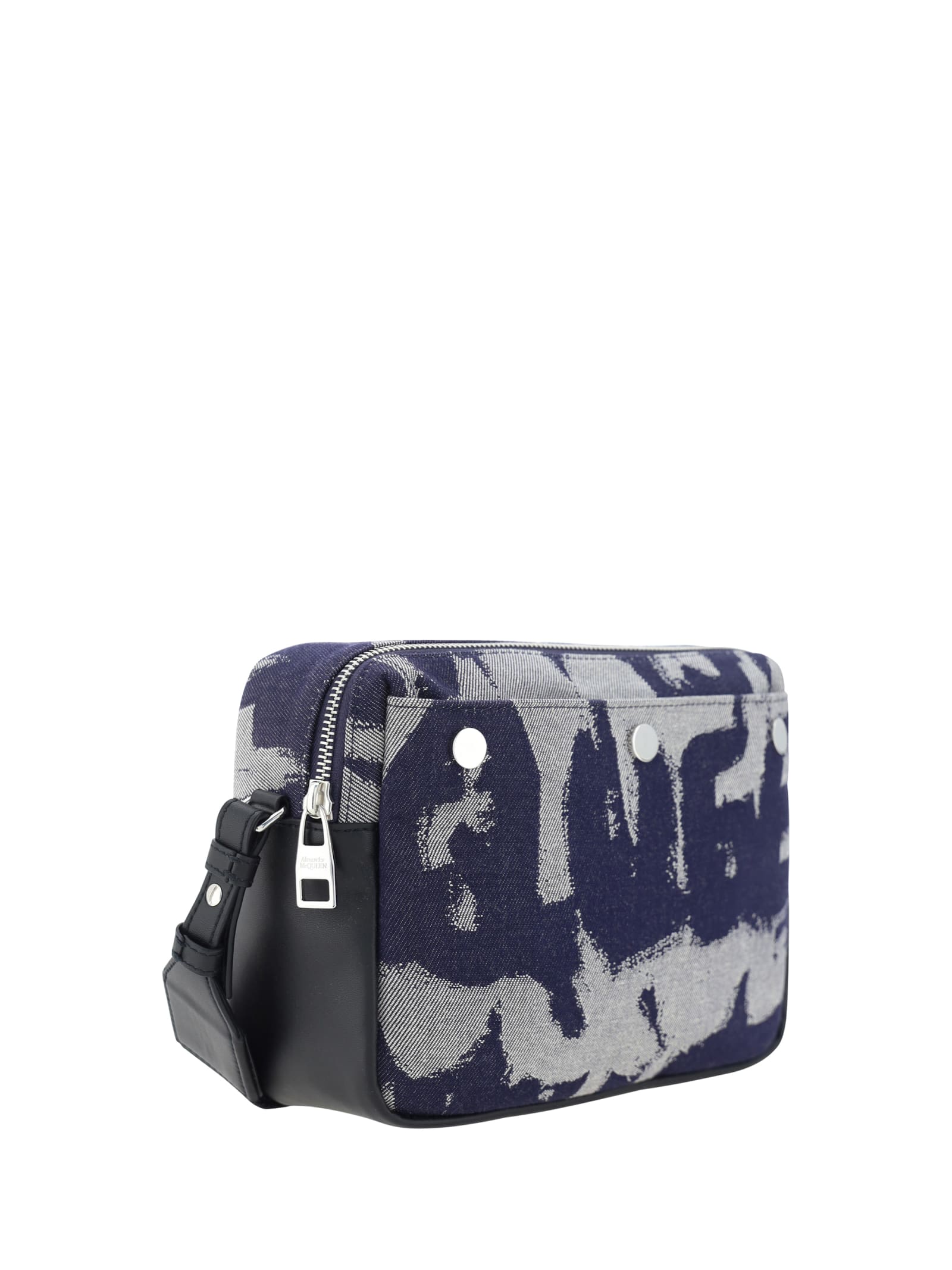 Shop Alexander Mcqueen Shoulder Bag In Dk Blue/ivory/black