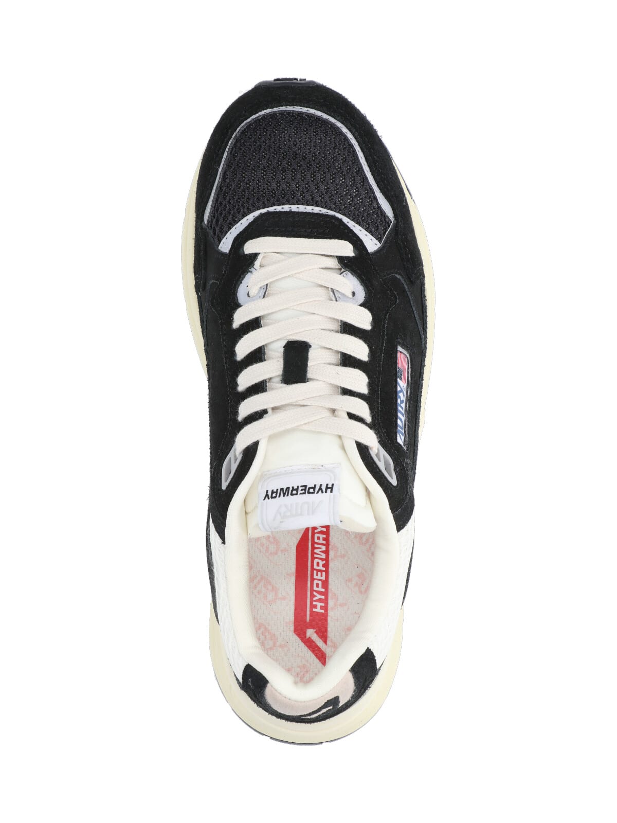 Autry Black Suede And Mesh Sneakers With Cream Cushioned Sole In Black