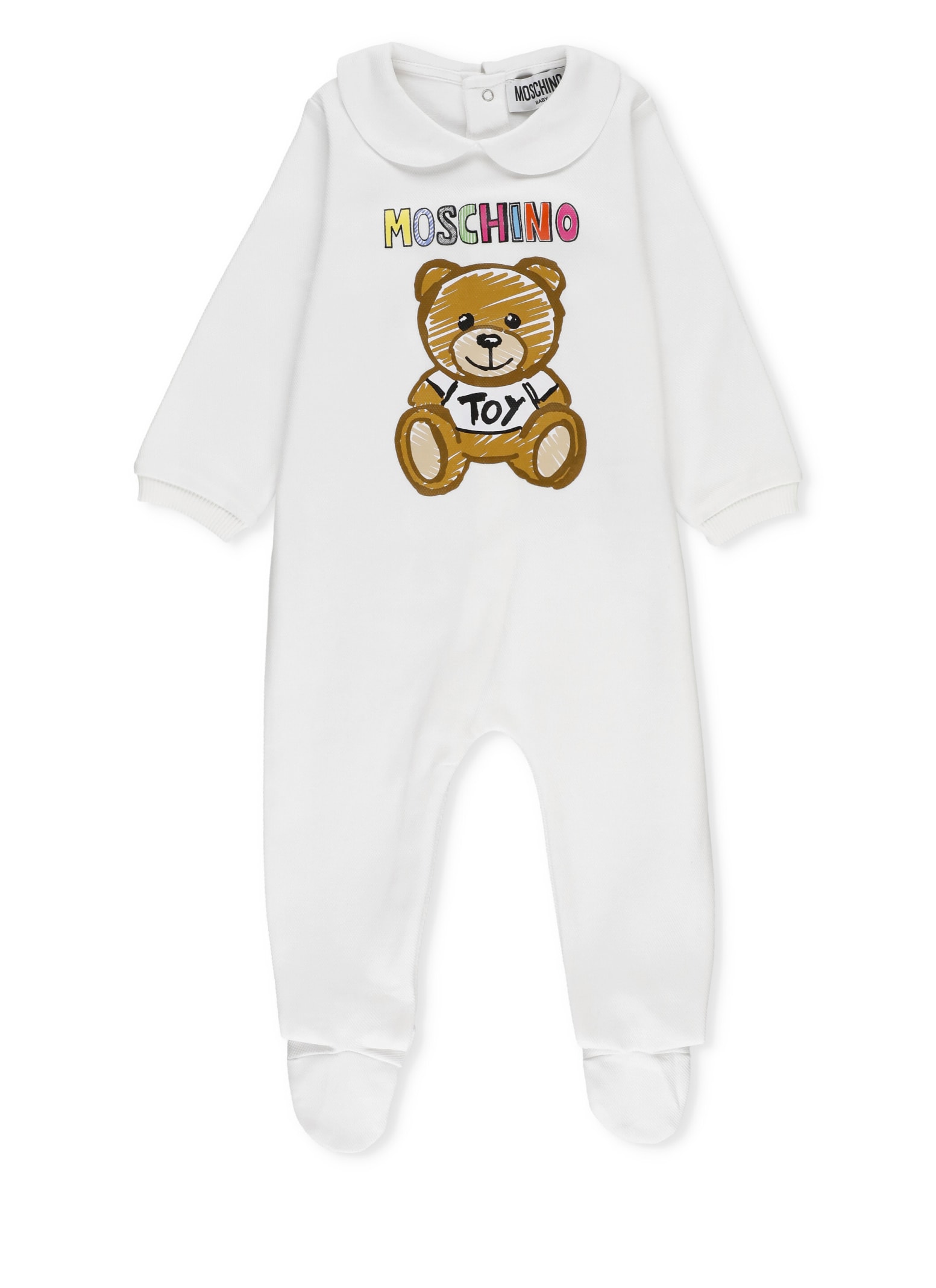 Moschino Babies' Drawn Teddy Bear Onesie In White