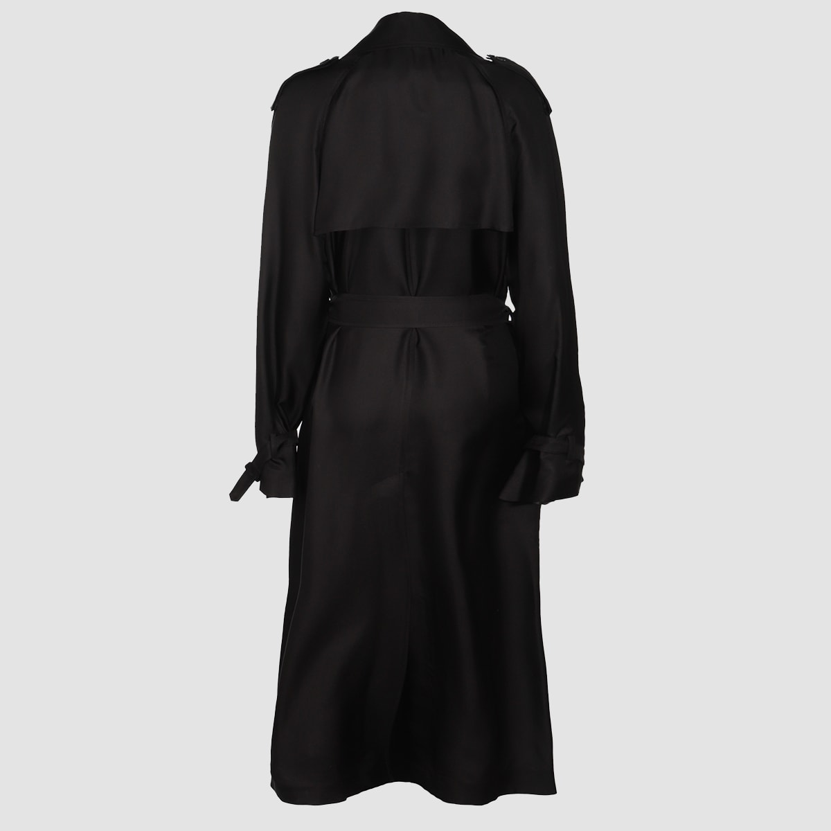 Saint Laurent Silk Trench Jacket In Noir
