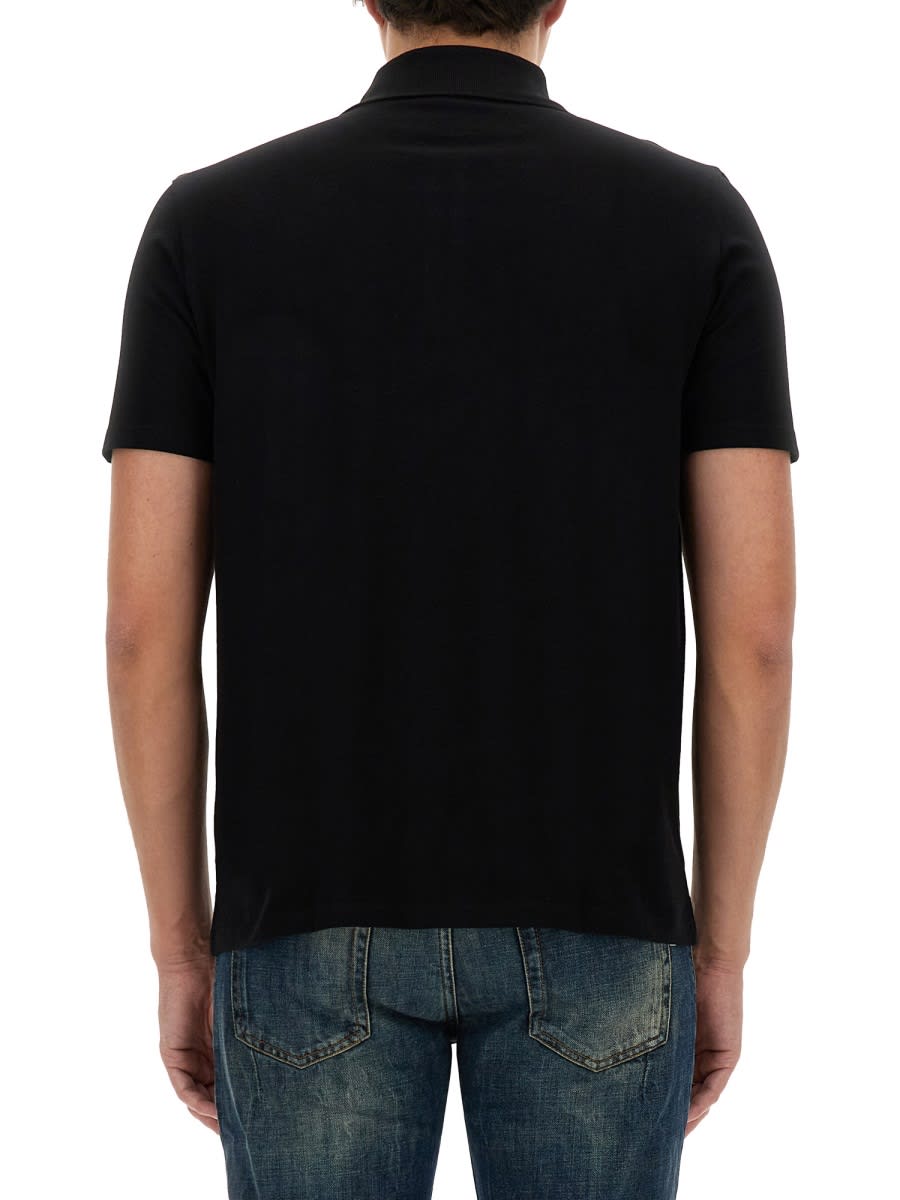 Shop Balmain Polo With Logo In Black