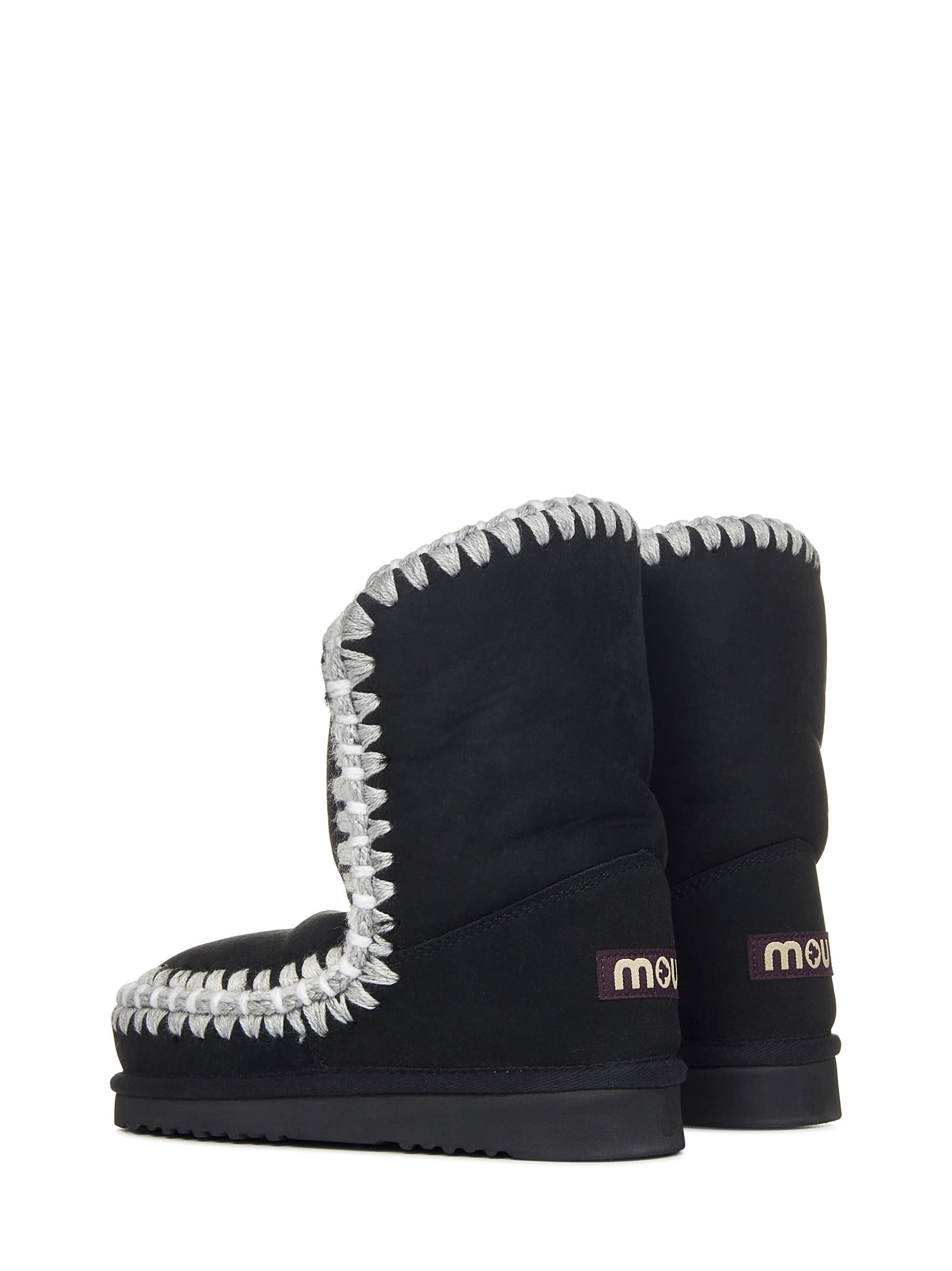 Shop Mou Eskimo Overstitching Boots In Black