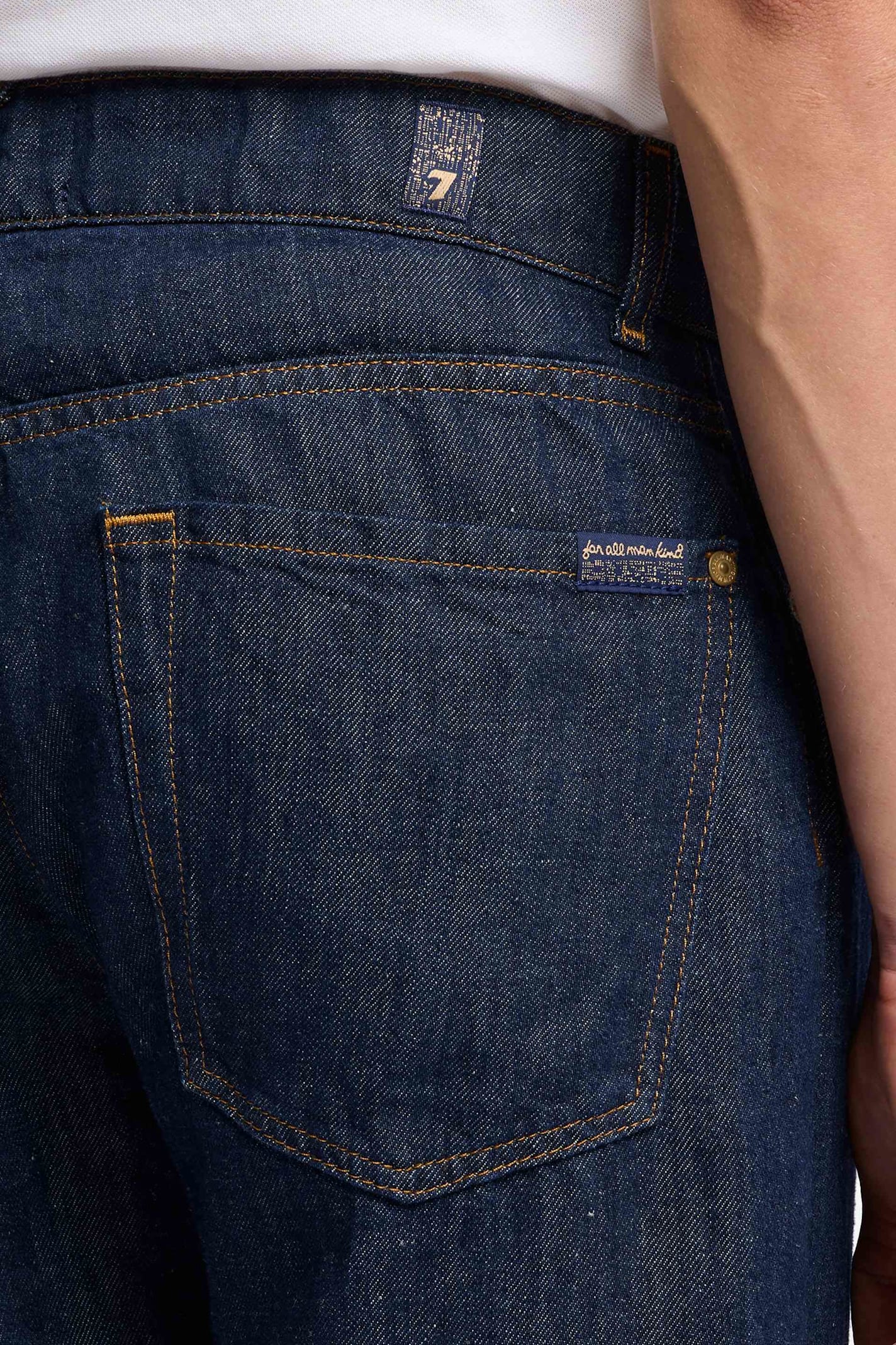 7 For All Mankind The Straight Linen Denim Trousers In Dark Blue