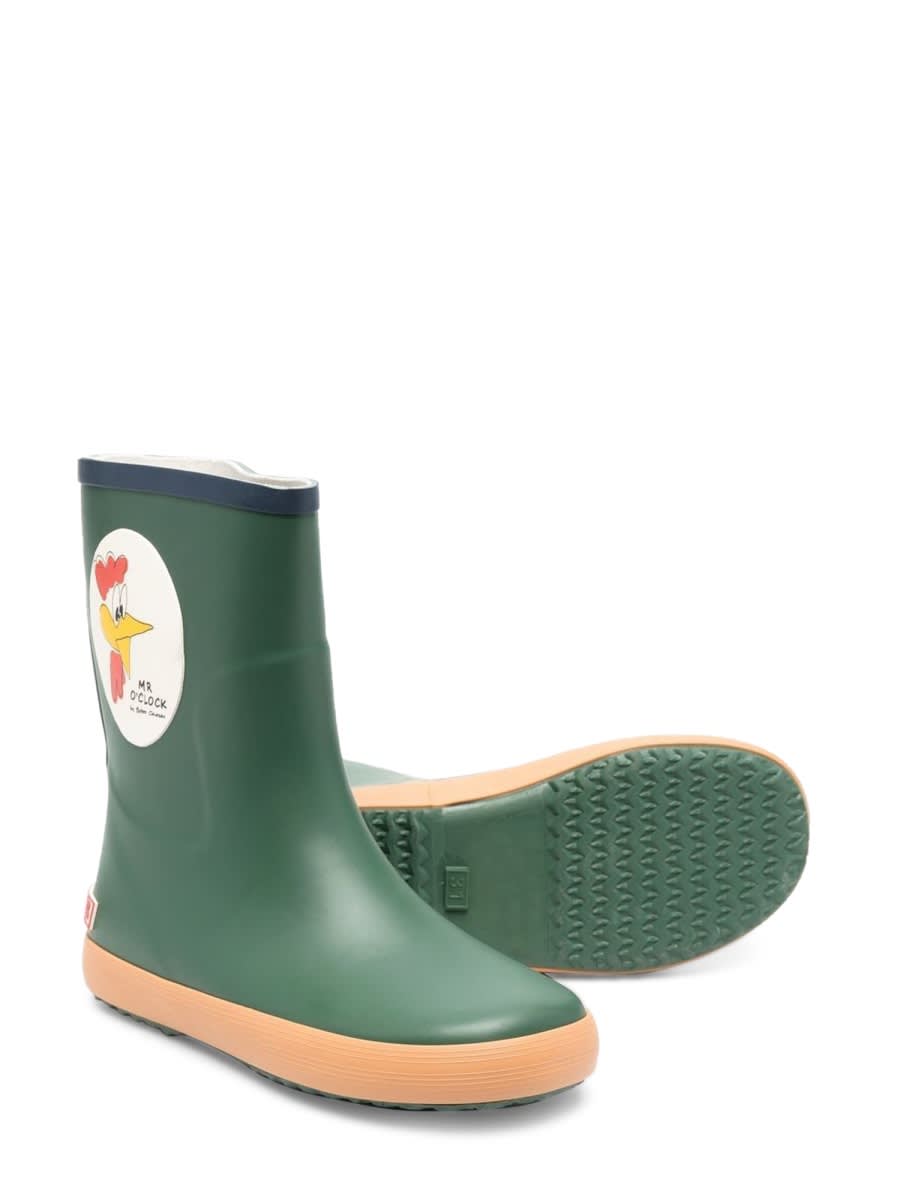 Shop Bobo Choses Mr Oclock Rainboots In Green