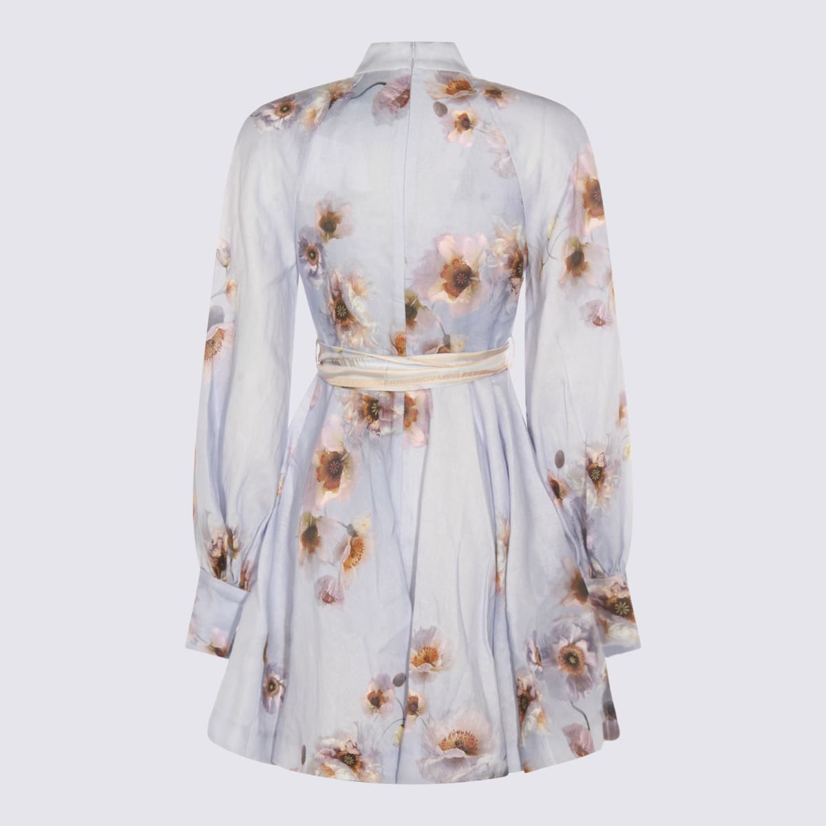 Zimmermann Lilac Linen Mini Dress In Multi