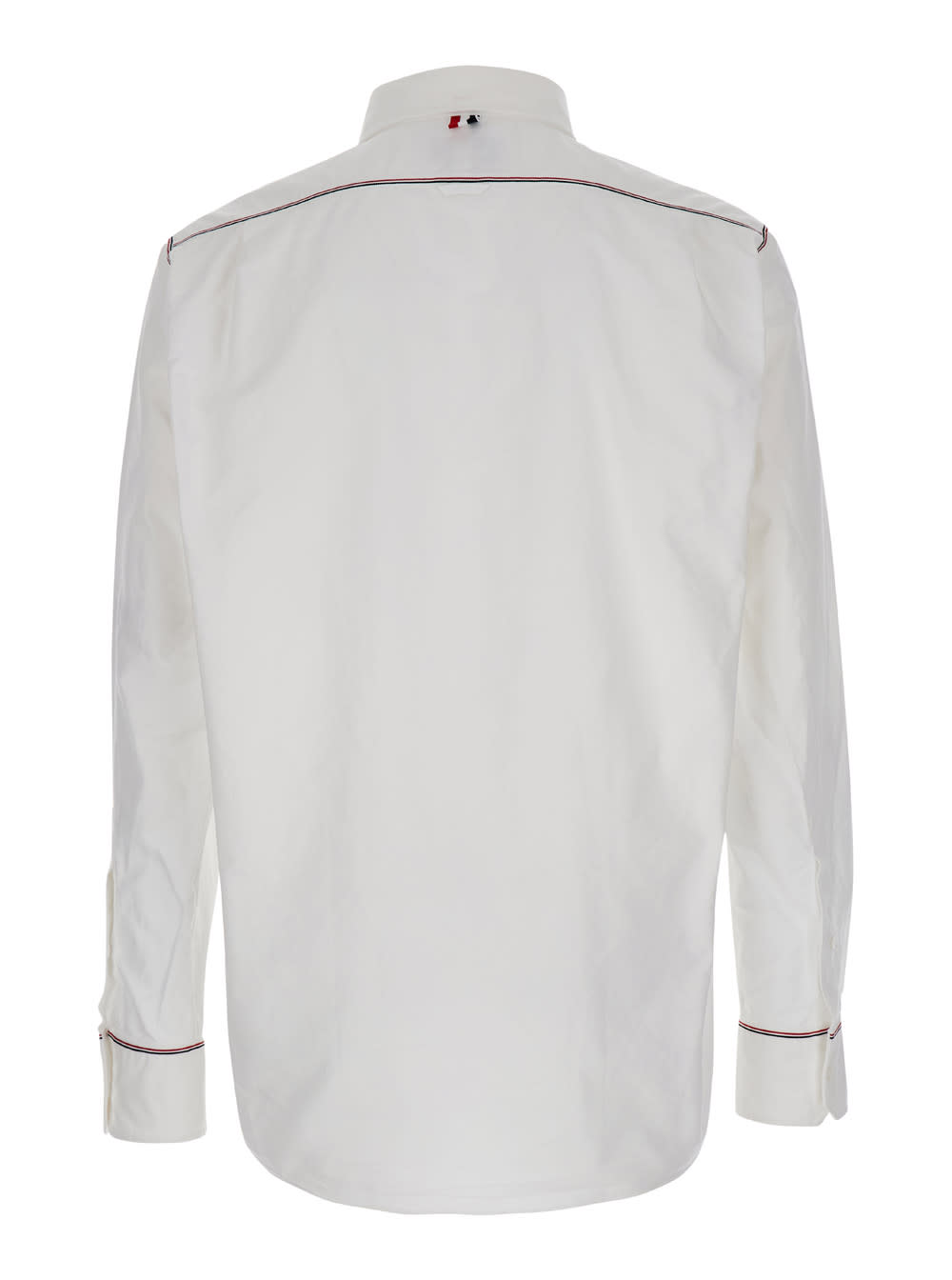 Thom Browne Long-sleeve Cotton Shirt With Subtle Piping Details In White