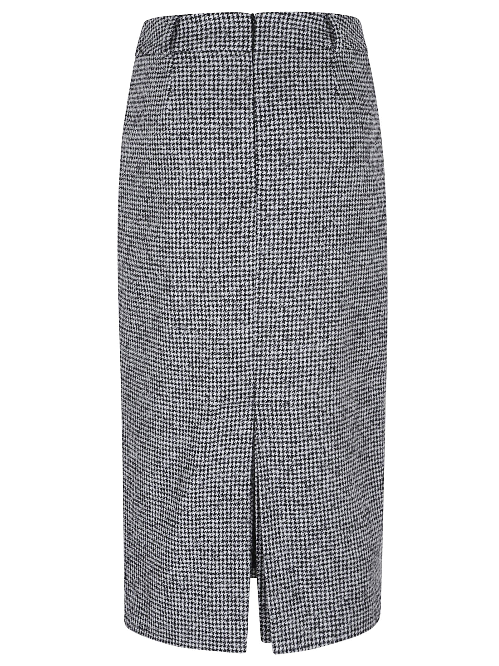 Ermanno Scervino Houndstooth Sheath Longuette Skirt With Back Split In Gray