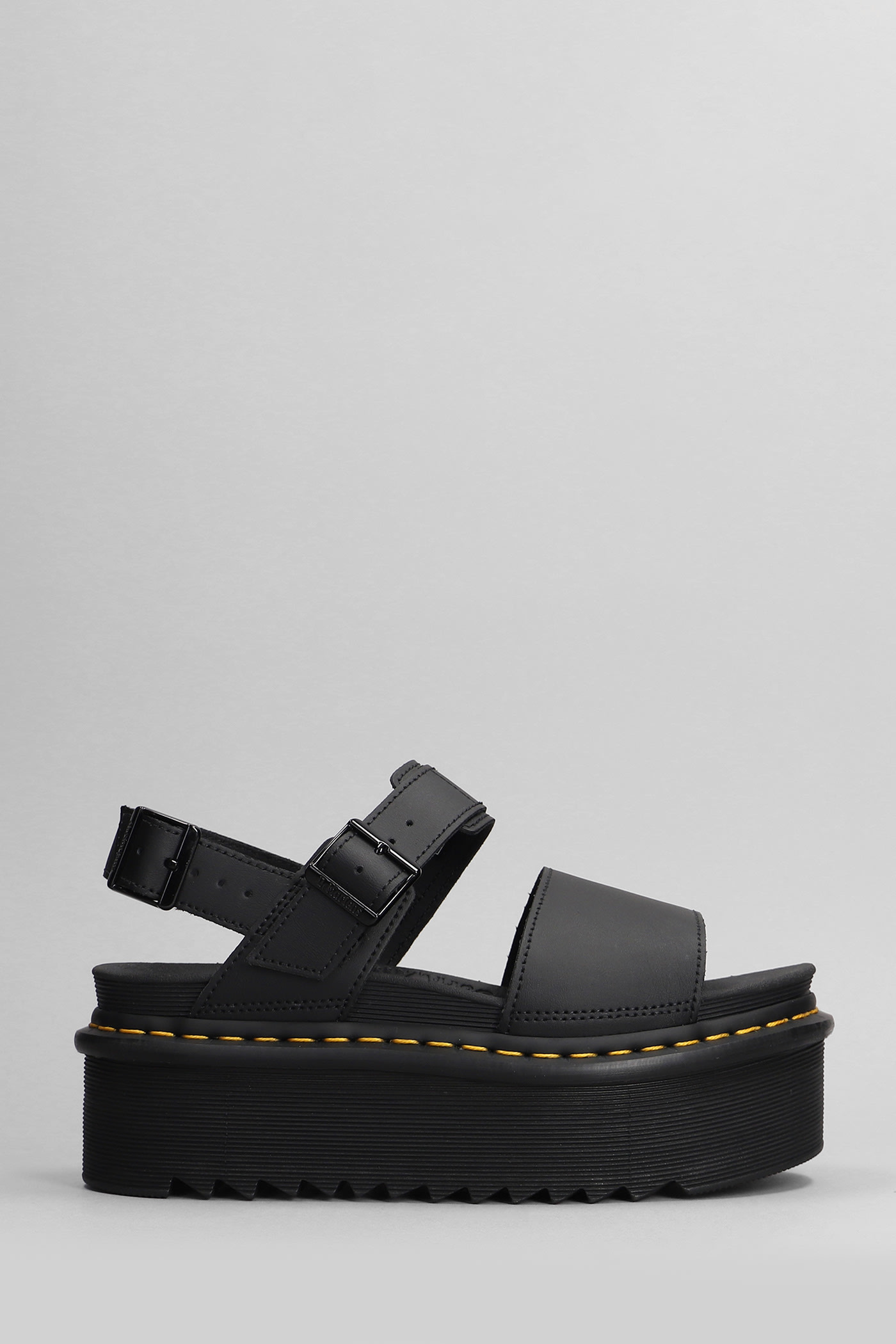 Shop Dr. Martens' Voss Quad Wedges In Black Leather
