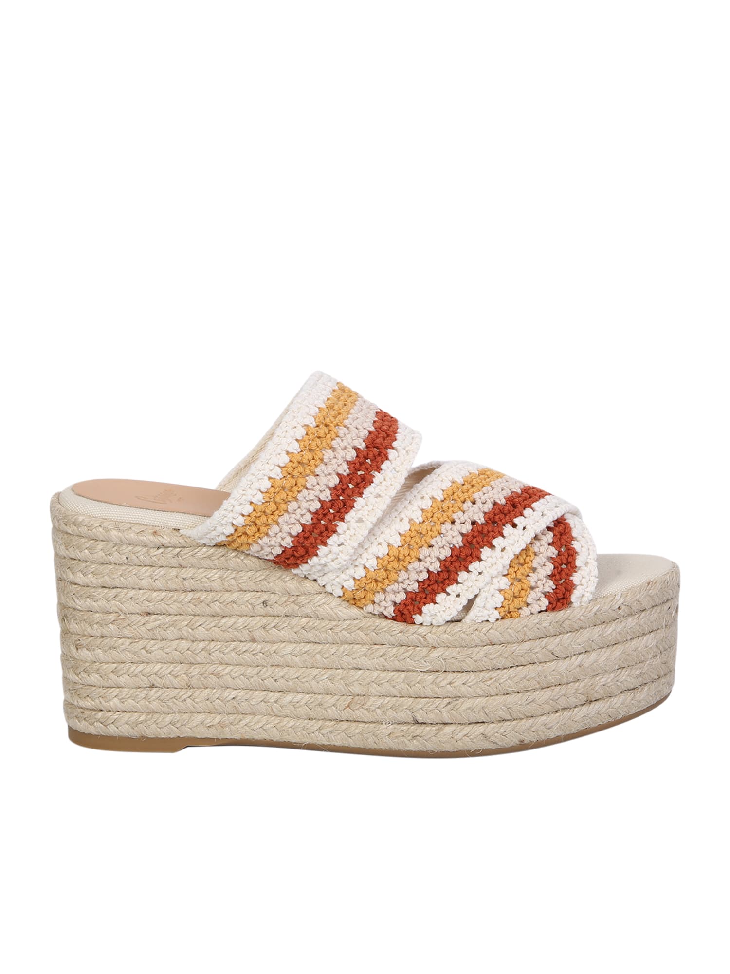 Shop Castaã±er Multicolor Elsa Crochet Sandals