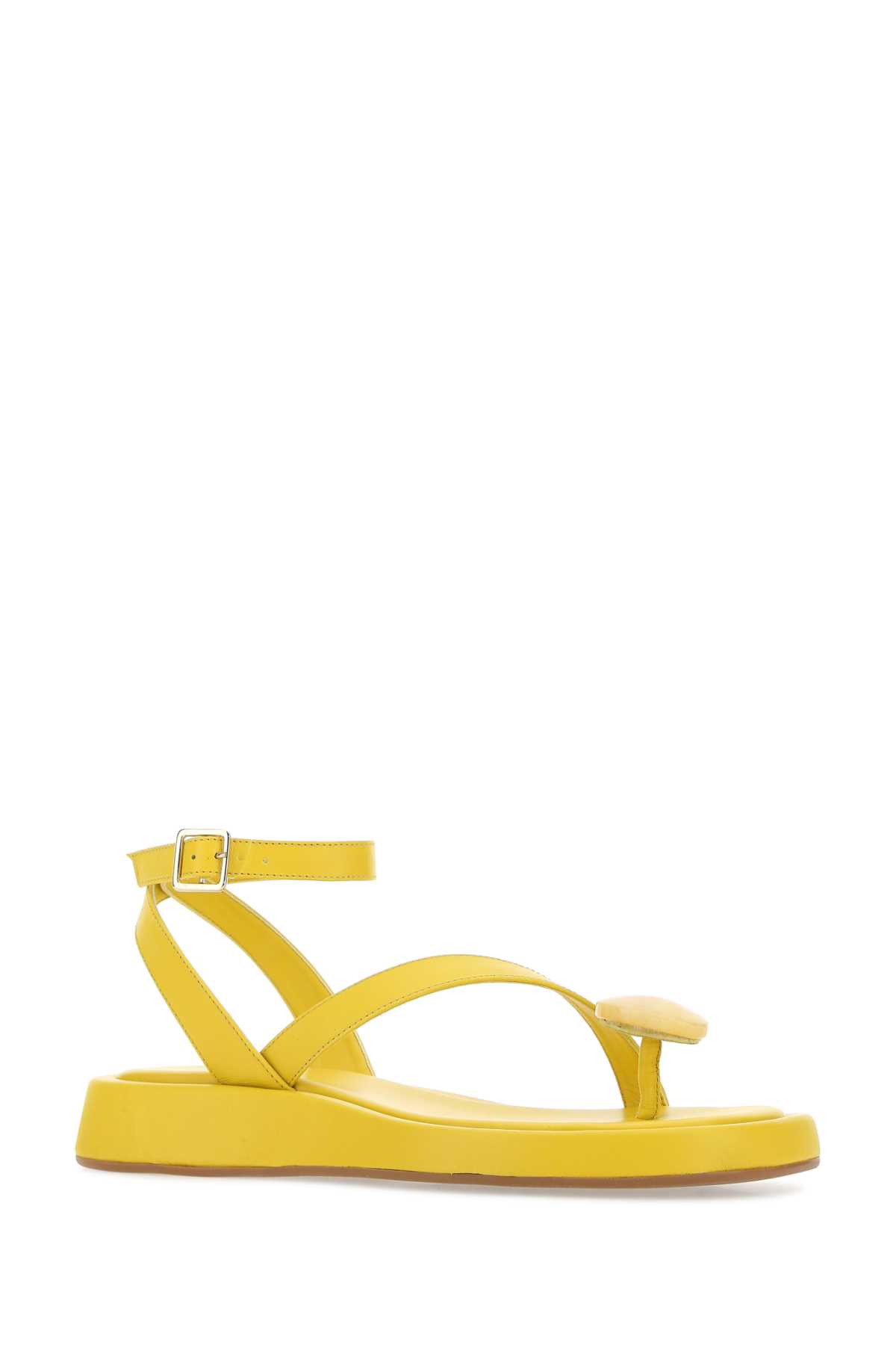 Shop Gia Borghini Yellow Leather Rosie 18 Thong Sandals In 1000