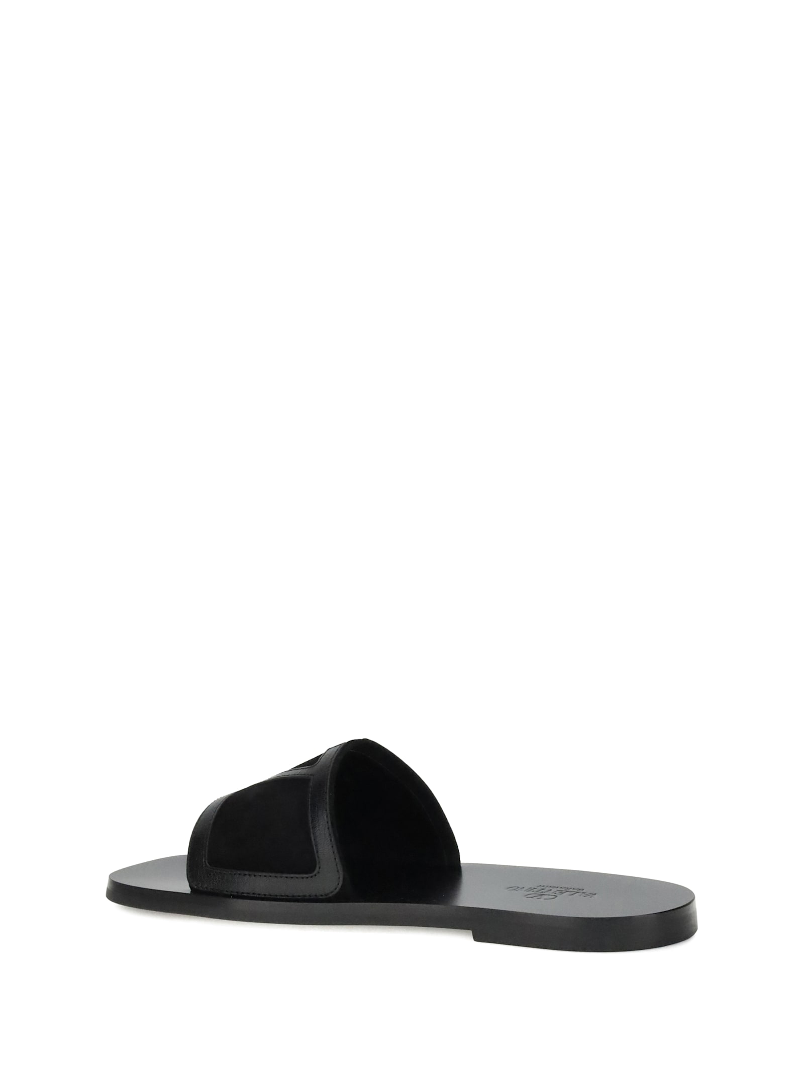 Valentino Garavani Black Sandals With Vlogo Detail On The Front In Tech Fabric Man