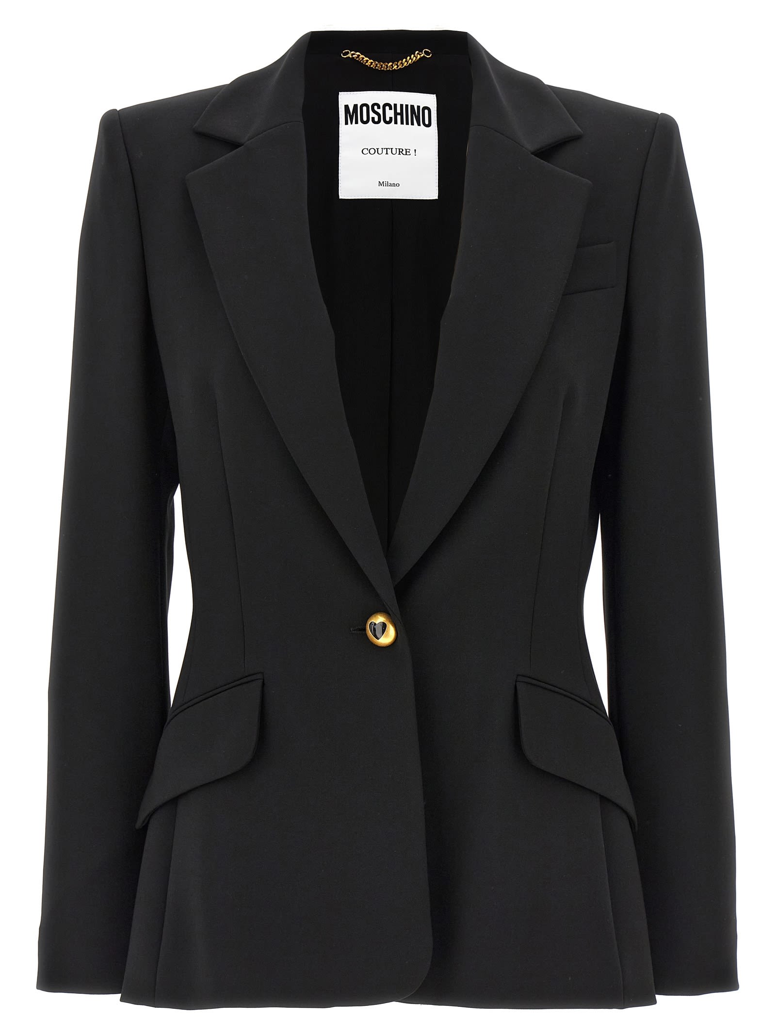 Shop Moschino Single-breasted Crepe Blazer In Black