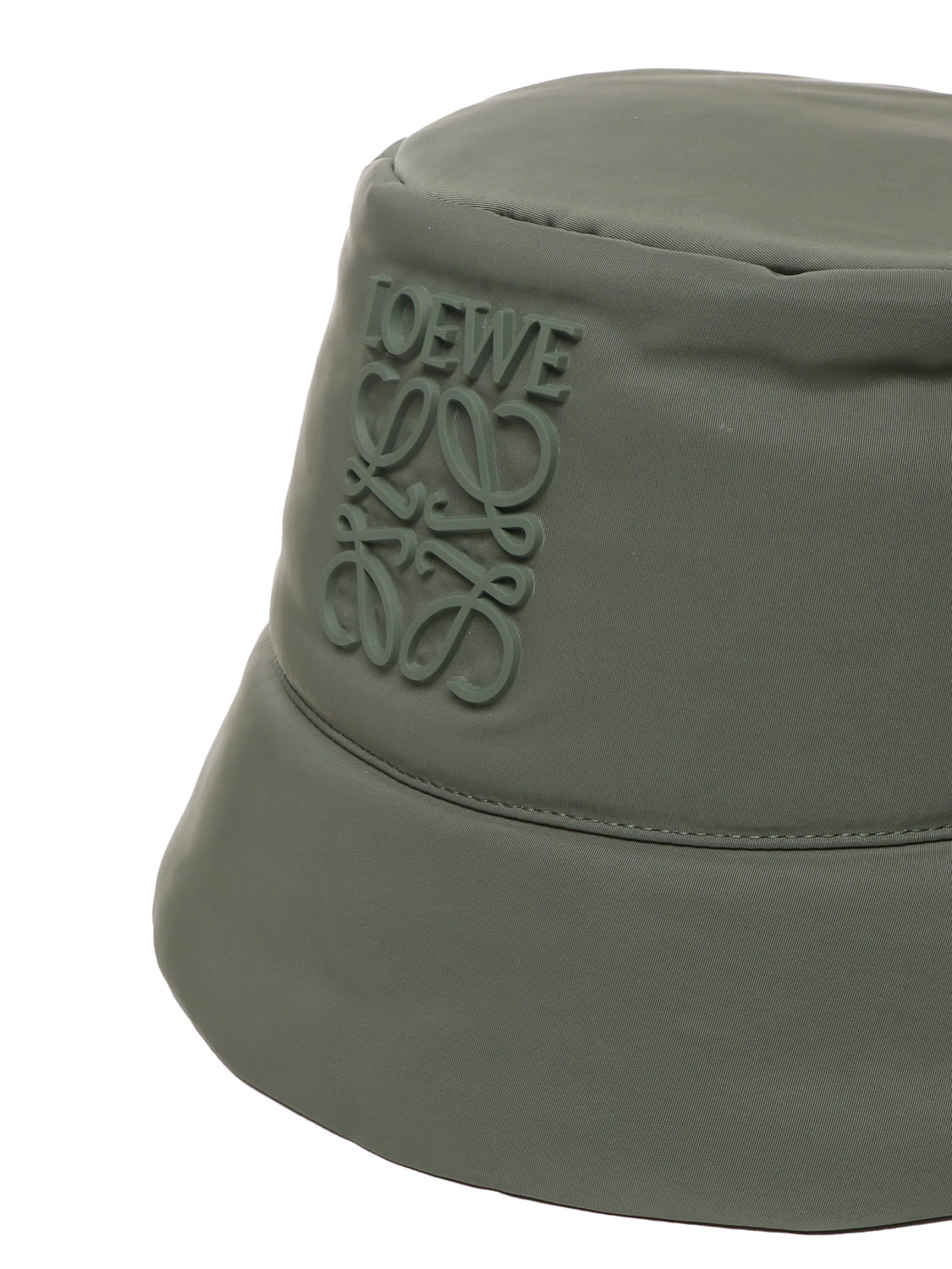 Shop Loewe Bob Puffer Bucket Hat In Nylon In Khaki Green