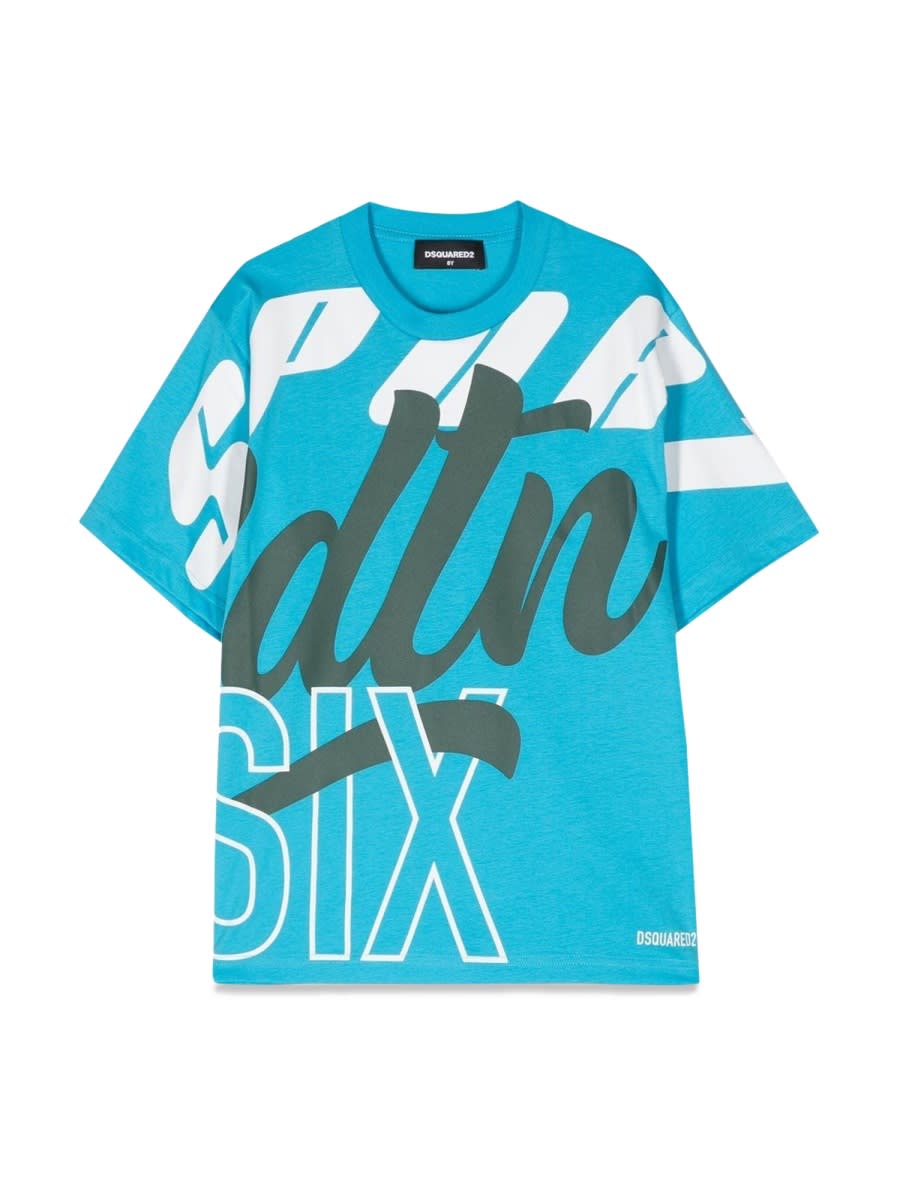 Dsquared2 Kids Letter Printed Drop Shoulder T-shirt In Azure