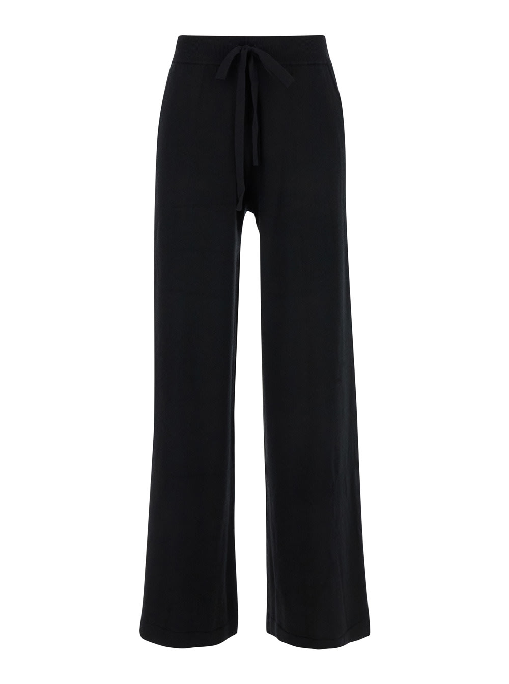 Shop P.a.r.o.s.h Black Relaxed Pants With Drawstring In Fabric Woman