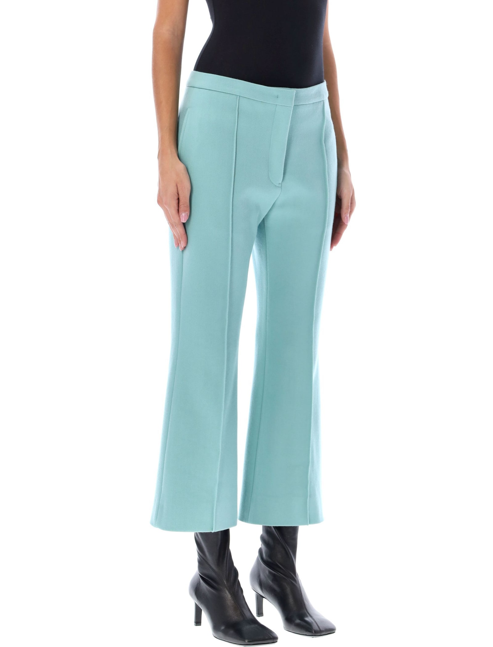 Shop Jil Sander Cropped Trousers In Light Blue