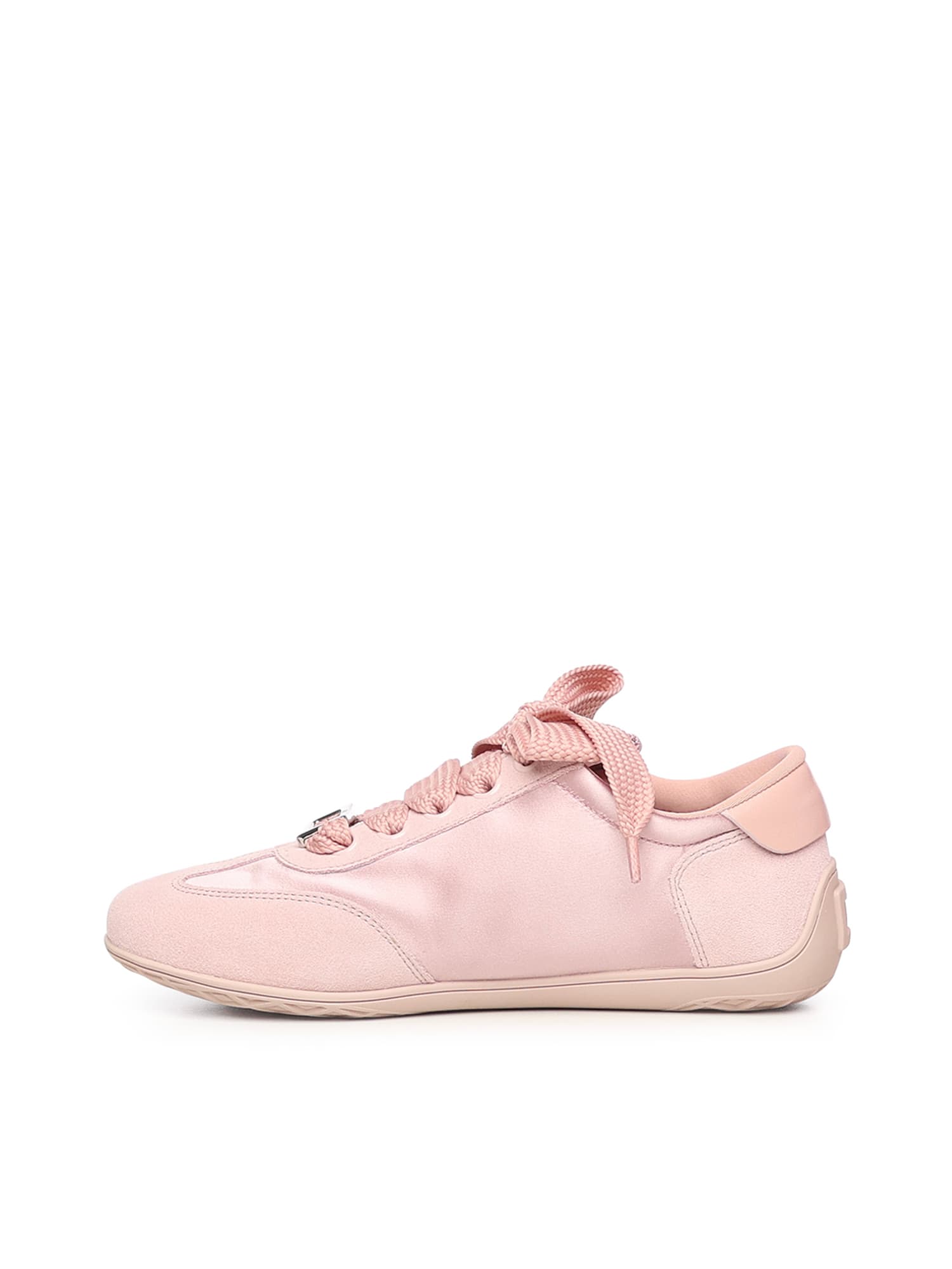 Roger Vivier Viv Low Suede Sneakers In Pink
