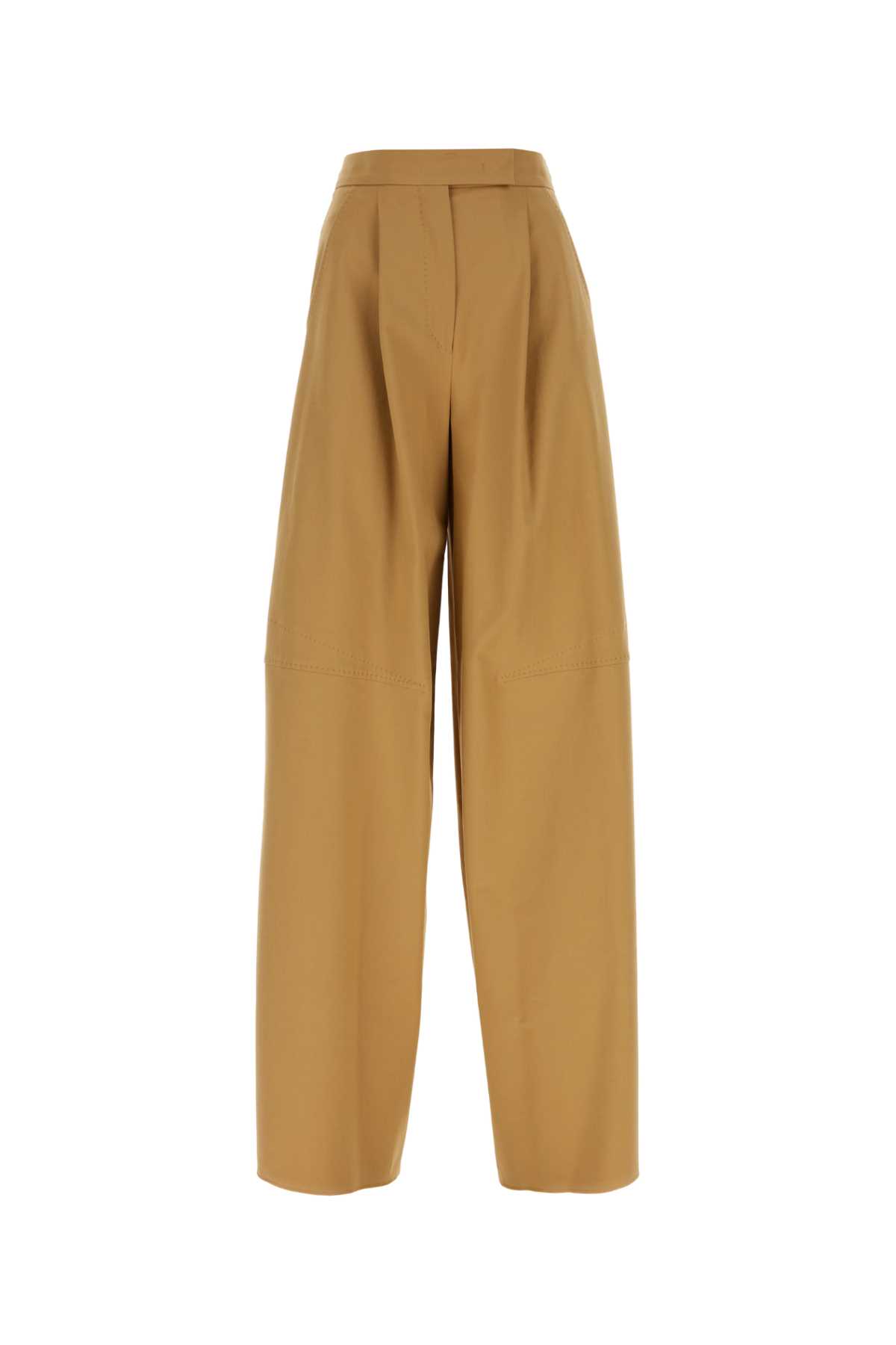 Shop Max Mara Camel Stretch Cotton Avoriaz Wide-leg Pant In Miele