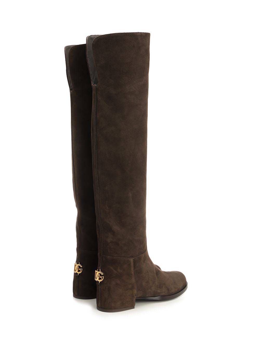 Dolce & Gabbana Lambskin Suede Boot Boots Brown In Brown