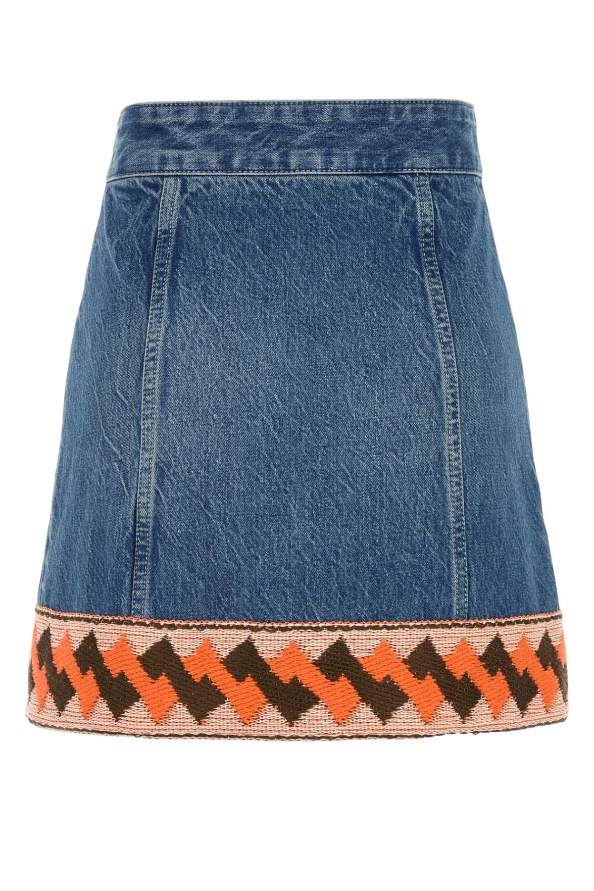 Shop Valentino Denim Mini Skirt In Mediumbluedenim