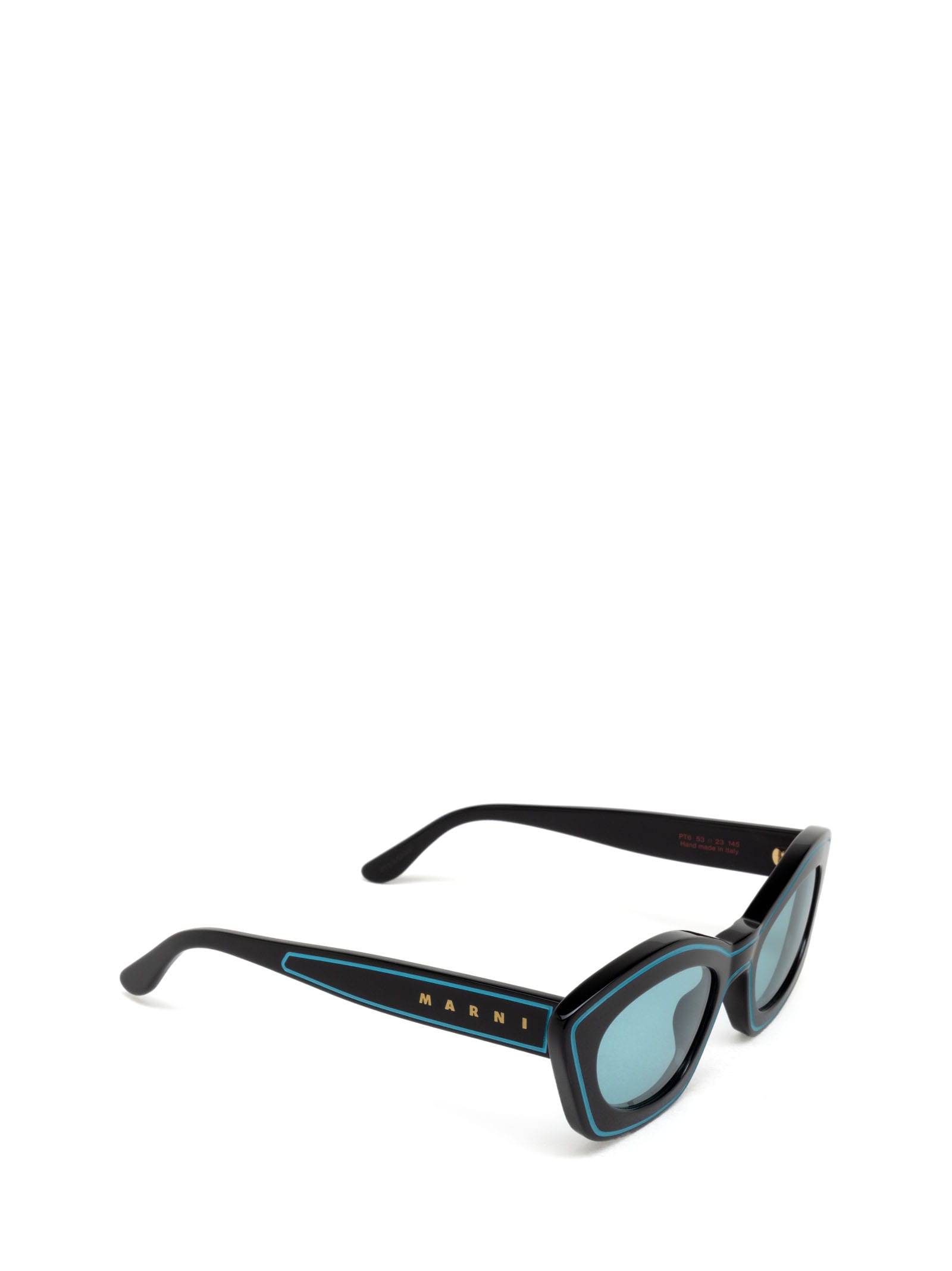 Shop Marni Eyewear Kea Island Teal Teal Sunglasses