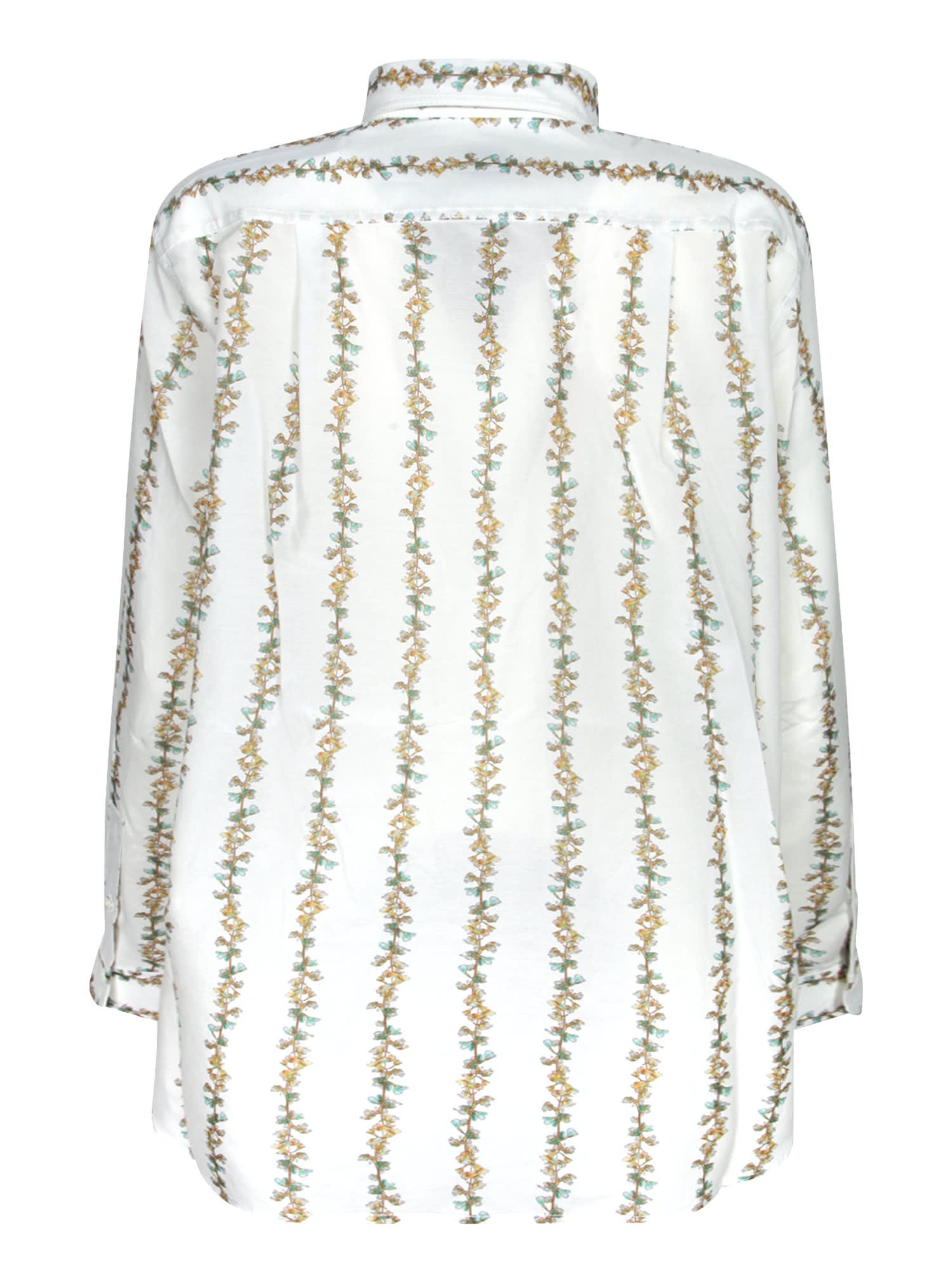 PAUL SMITH WHITE FLORAL PATTERN SHIRT 