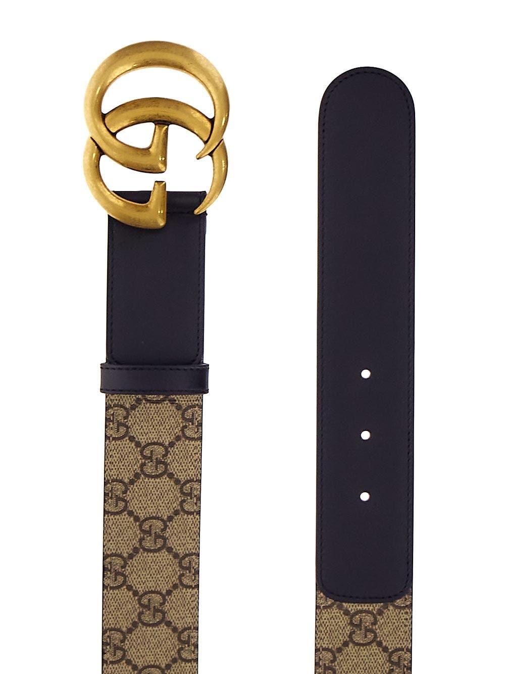 Shop Gucci Gg Supreme Buckle Belt In Beige