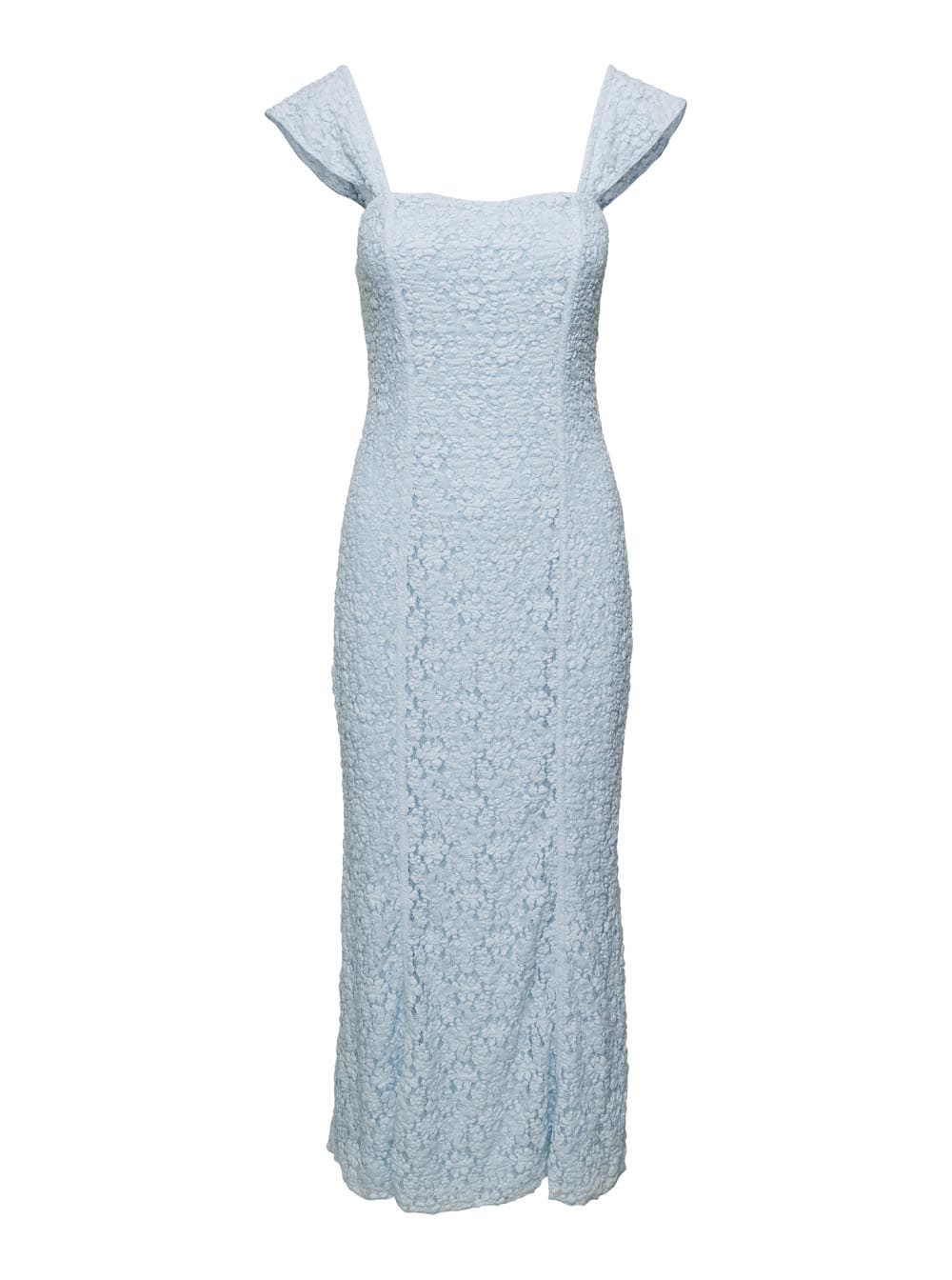 Shop Rotate Birger Christensen Light Blue Longuette Dress In Cotton Blend Stretch Woman