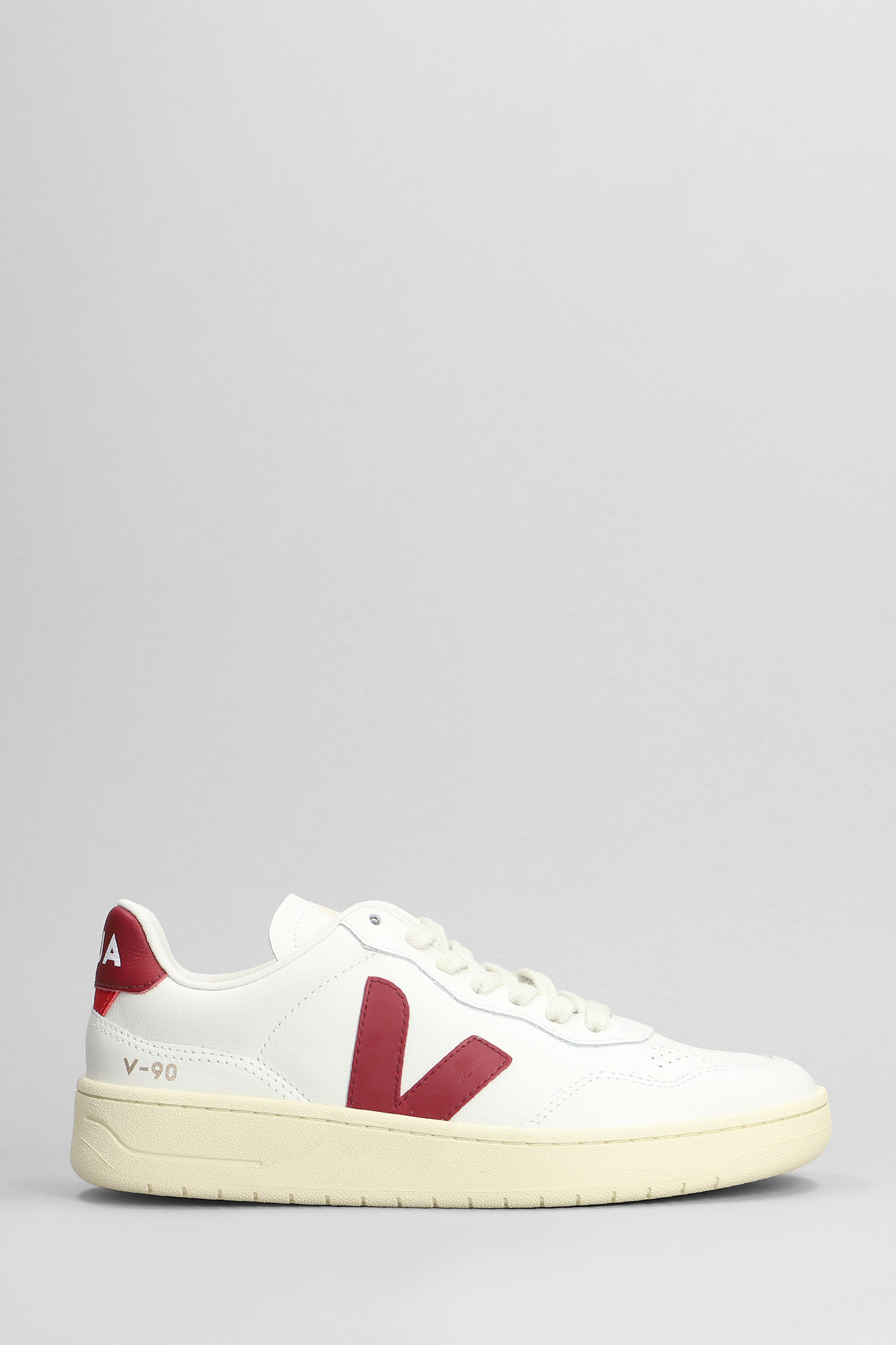 Shop Veja V-90 Sneakers In White Leather