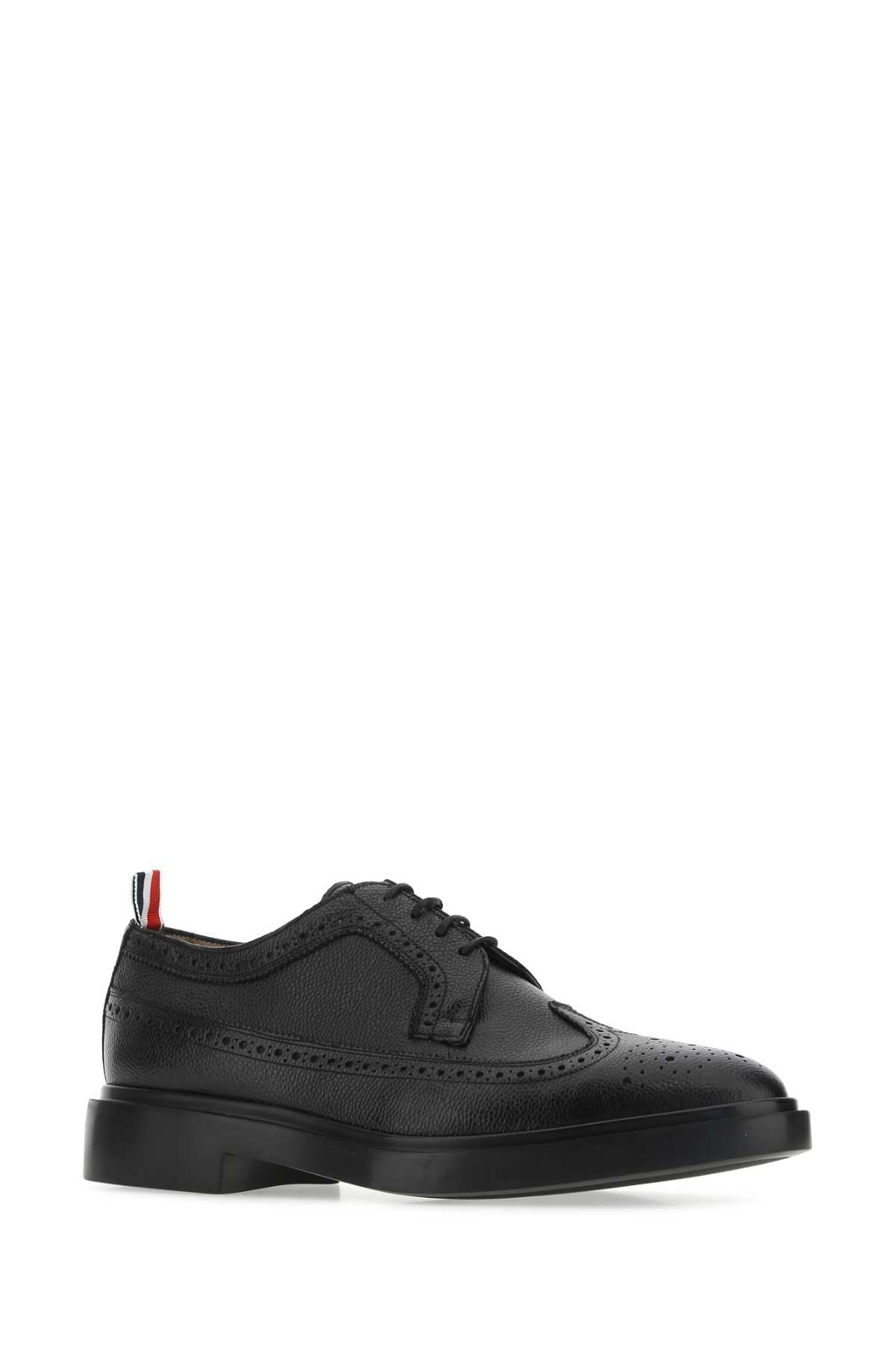 Thom Browne Black Leather Lace-up Shoes In 001