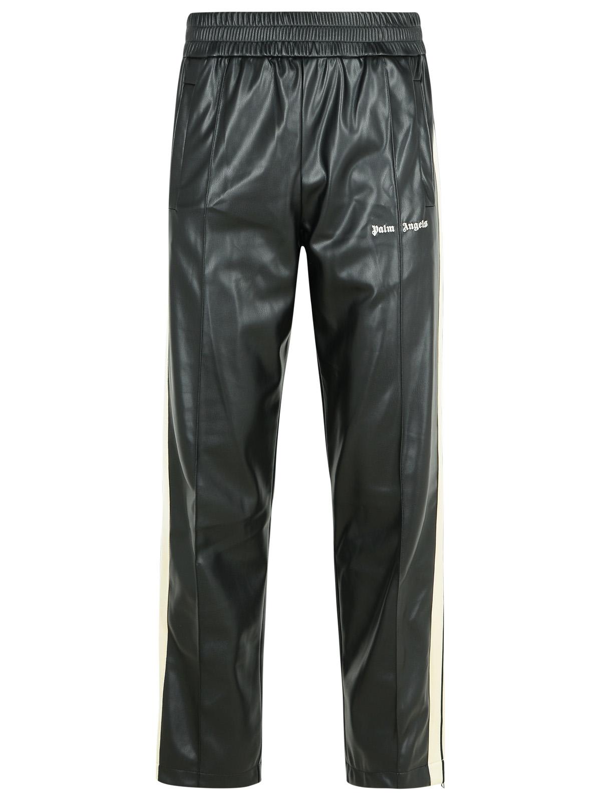 track Leather Black Polyester Blend Pants