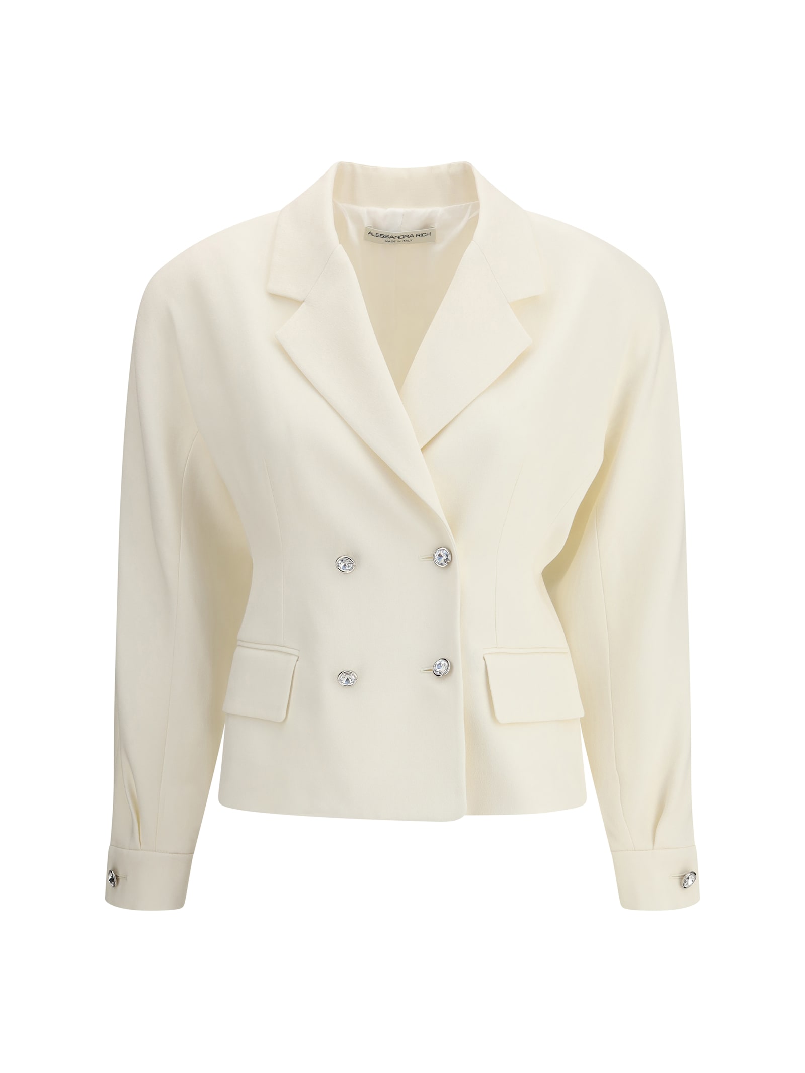 Alessandra Rich Crystal-embellished Double-breasted Jacket In Neutral
