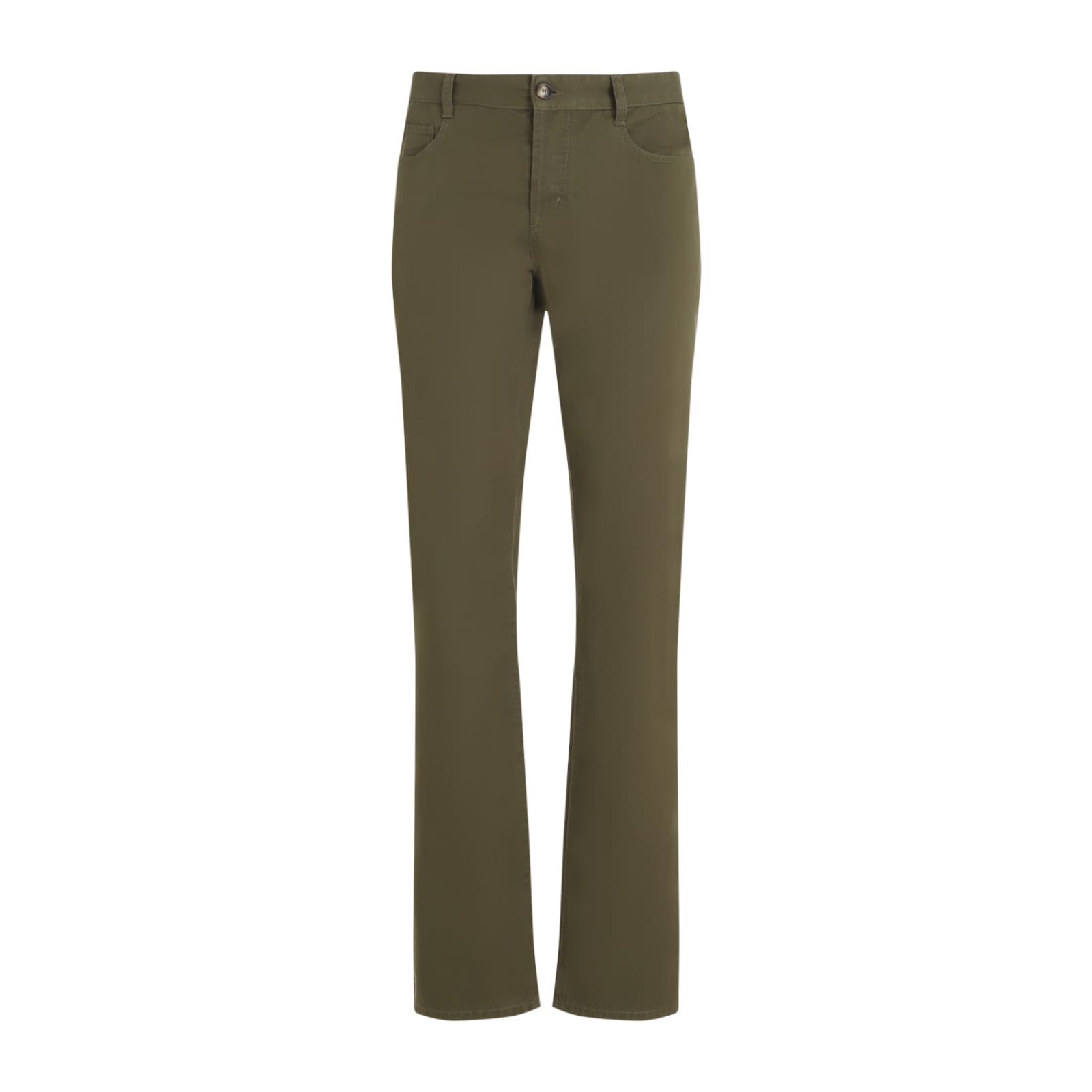 Shop Saint Laurent Slim Fit Pants In Authentic Kaki