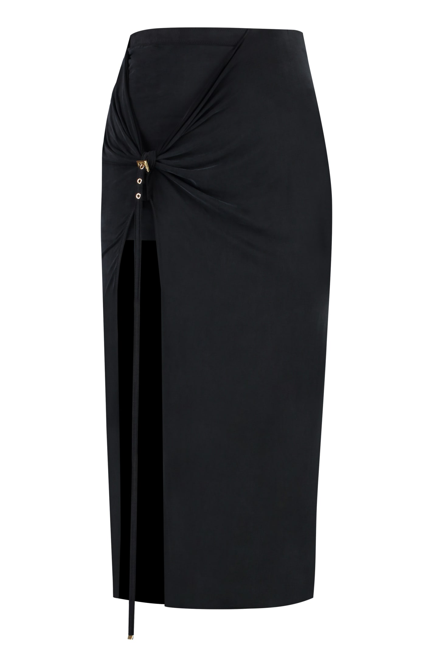 Shop Jacquemus Pareo Croissant Midi Skirt In Black