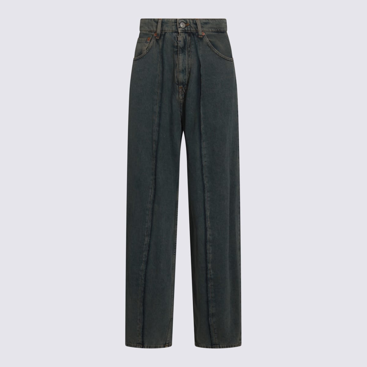 Mm6 Maison Margiela Straight Leg Five-pocket Trousers With Belt Loops In Blue