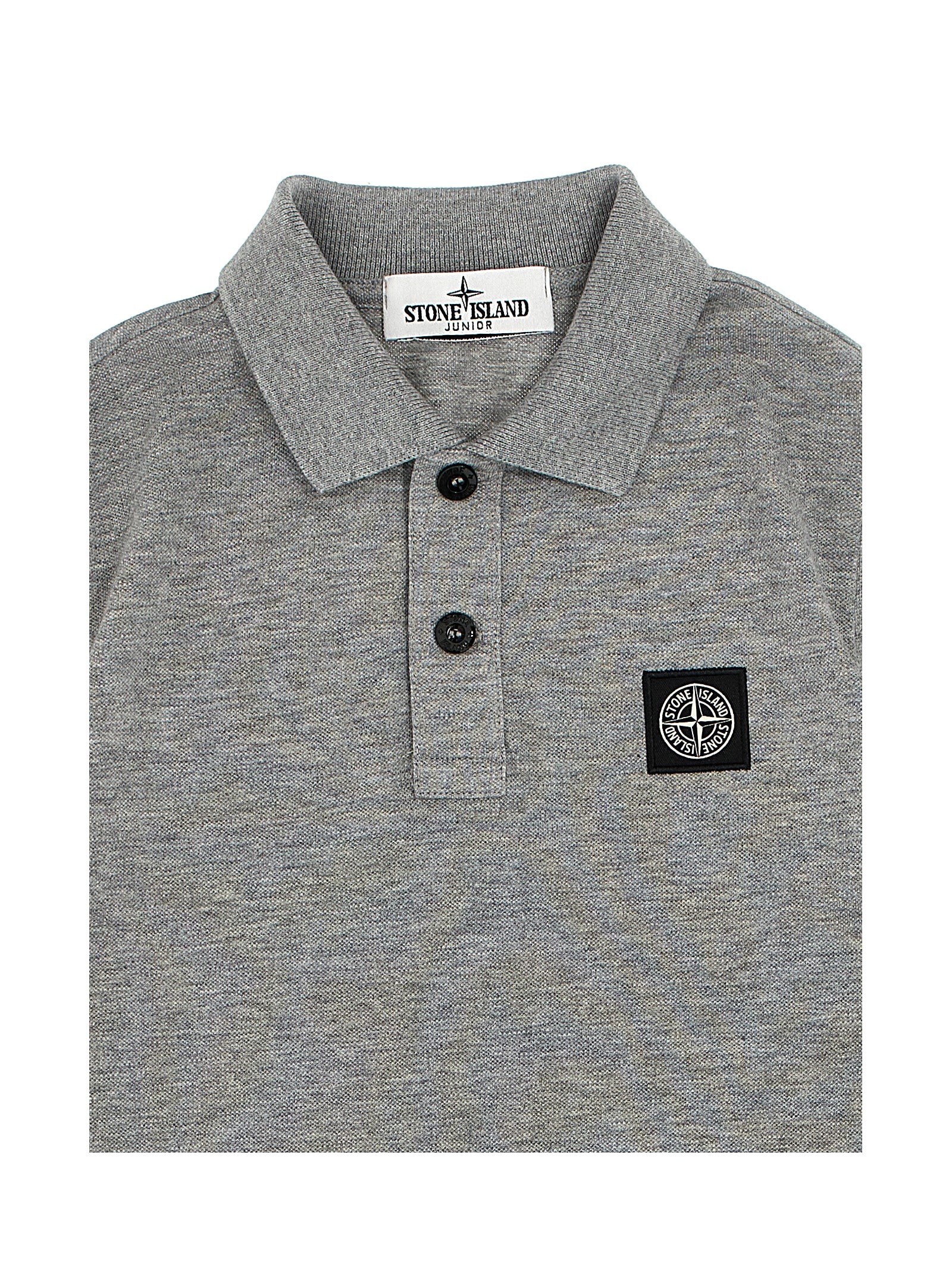 Shop Stone Island Junior Logo Patch Polo Shirt In Gray
