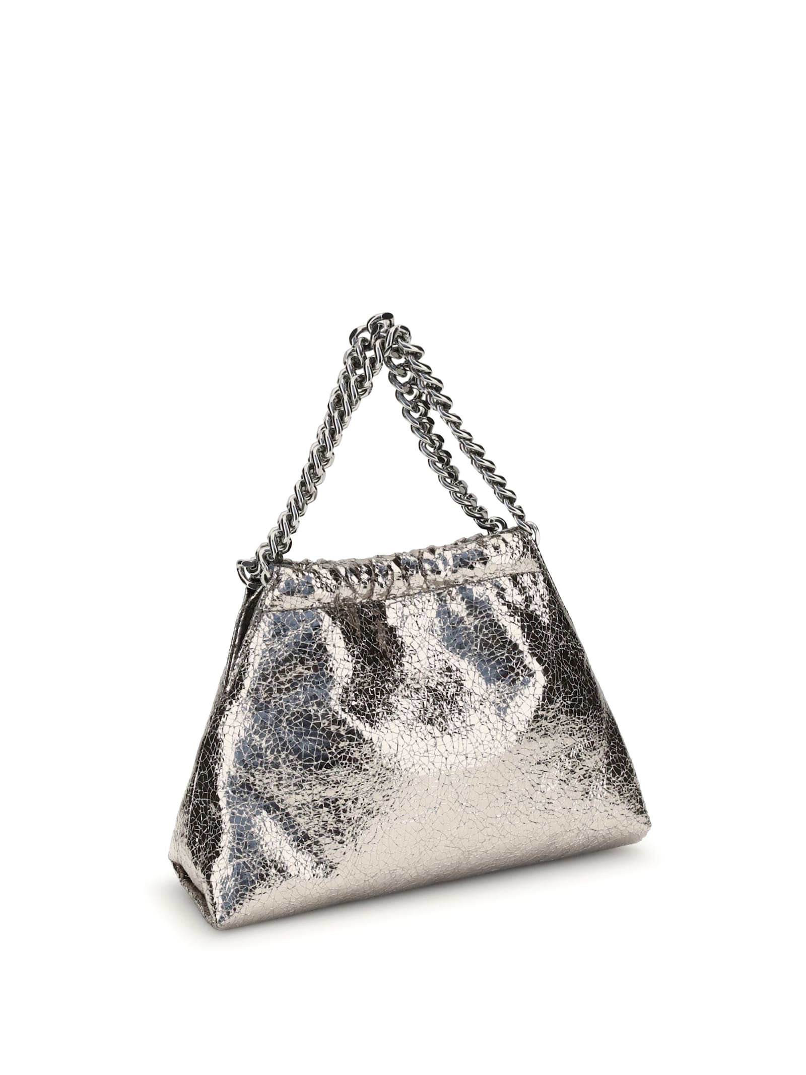 Stella Mccartney Metallic Crackle-effect Falabella Shoulder Bag In Silver