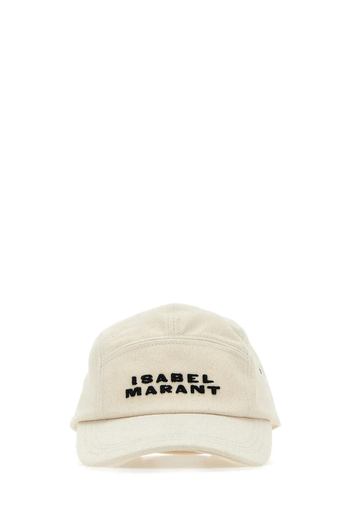 Shop Isabel Marant Malange Ivory Cotton Tedji Baseball Cap In Neutrals
