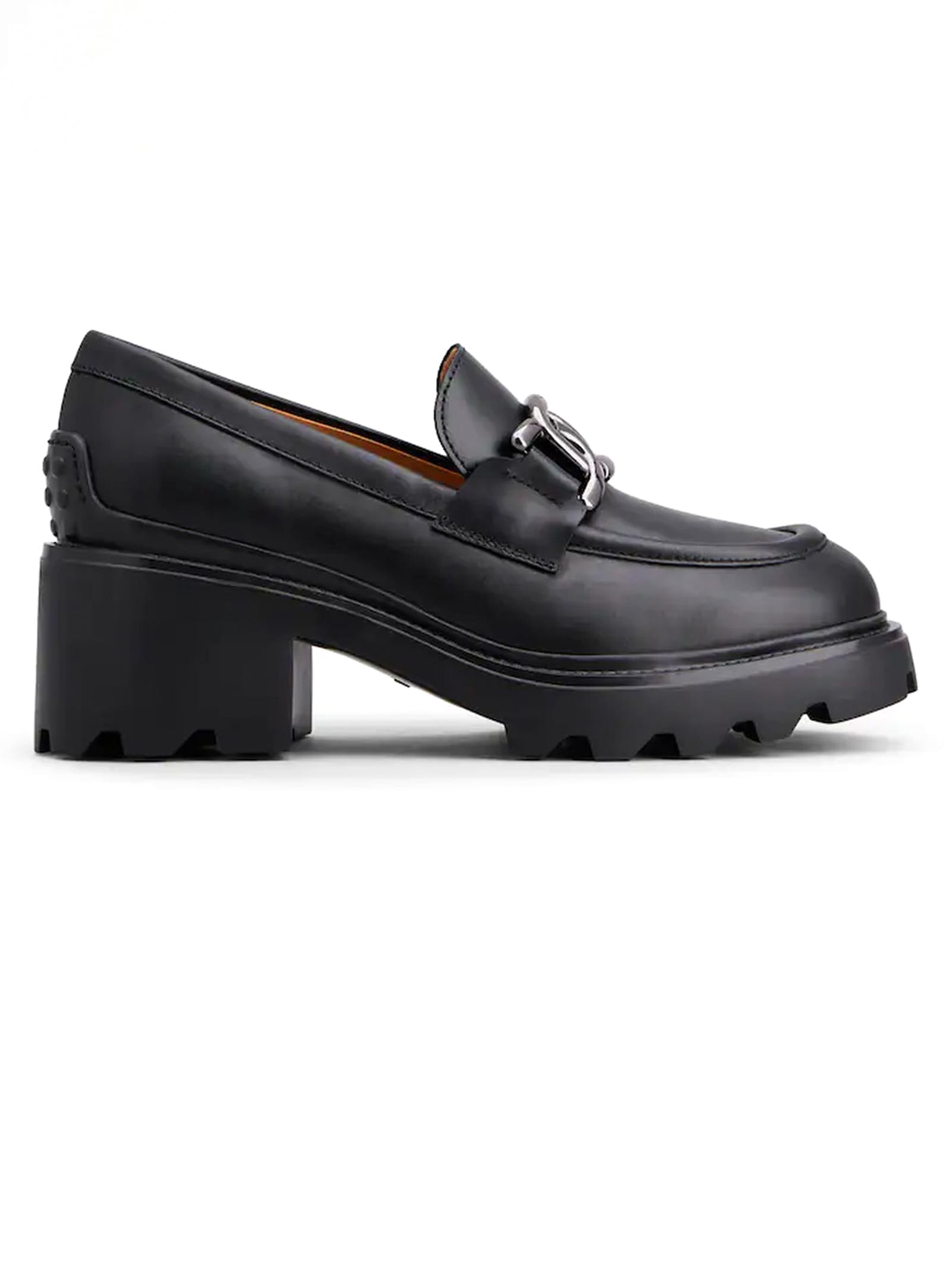 Shop Tod's Black Leather Lugged Loafers