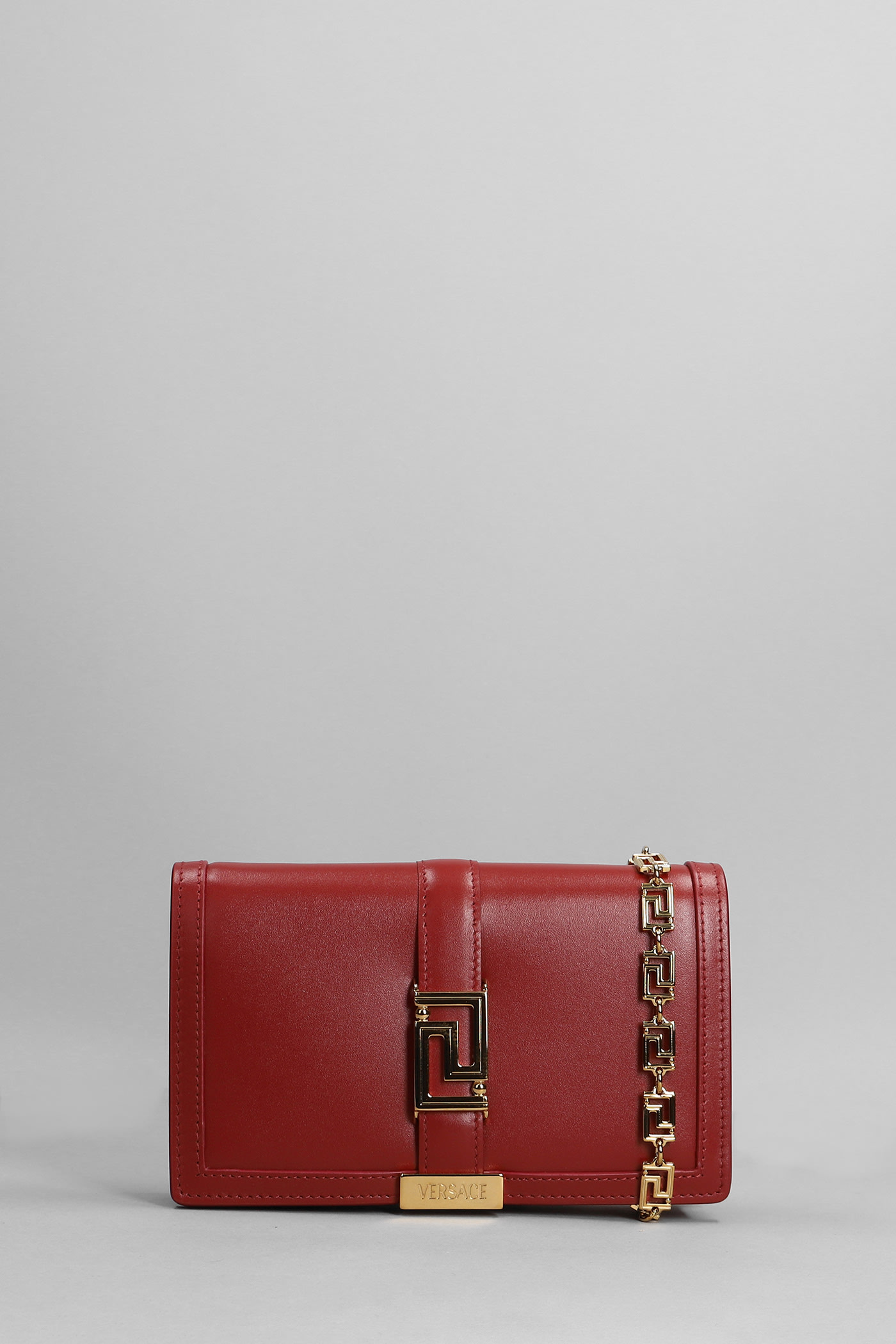 Versace Shoulder Bag In Bordeaux Leather