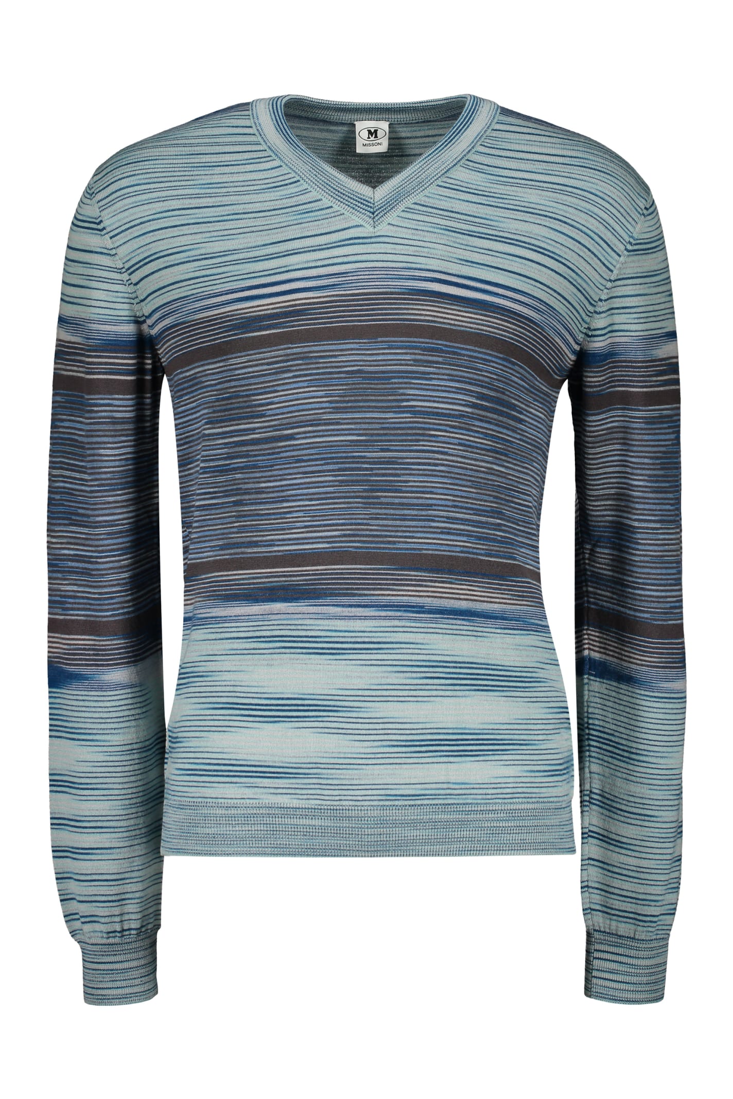 Shop M Missoni Wool V-neck Sweater In Blue