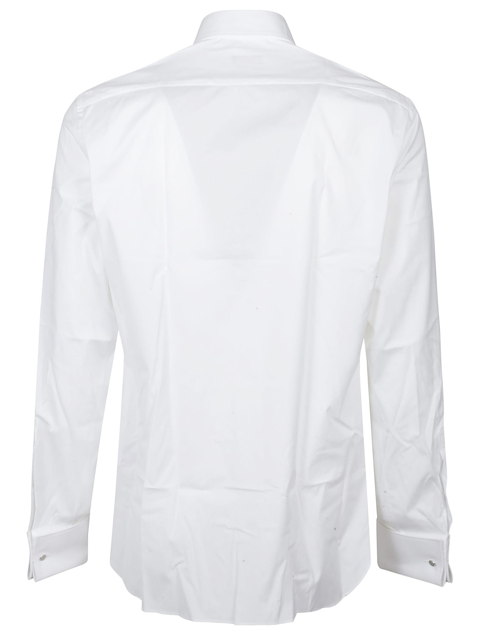 Zegna Micro Striped Trecapi Tailored Fit Long Sleeve Shirt In Bianco