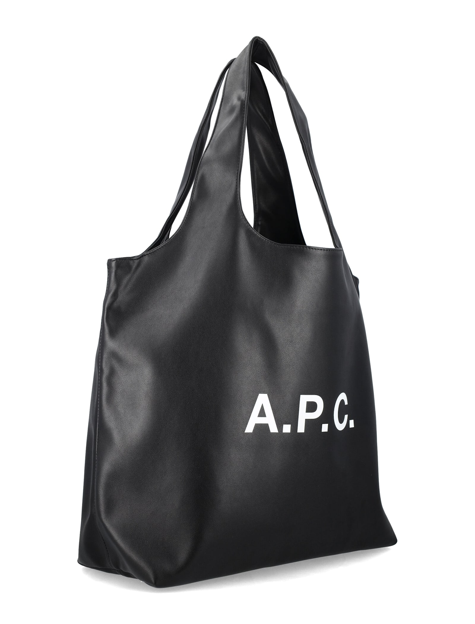 Apc A.p.c. Ninon Black Small Faux Leather Tote In Black