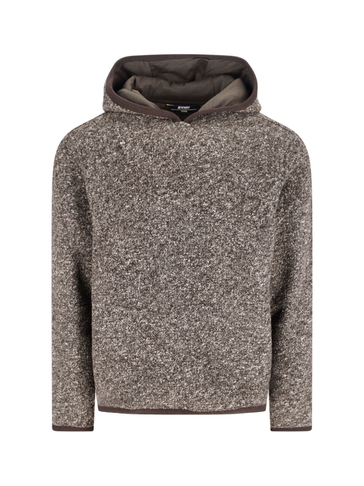 K-way Hooded Long Sleeve Textured Knit Sweater In Brown