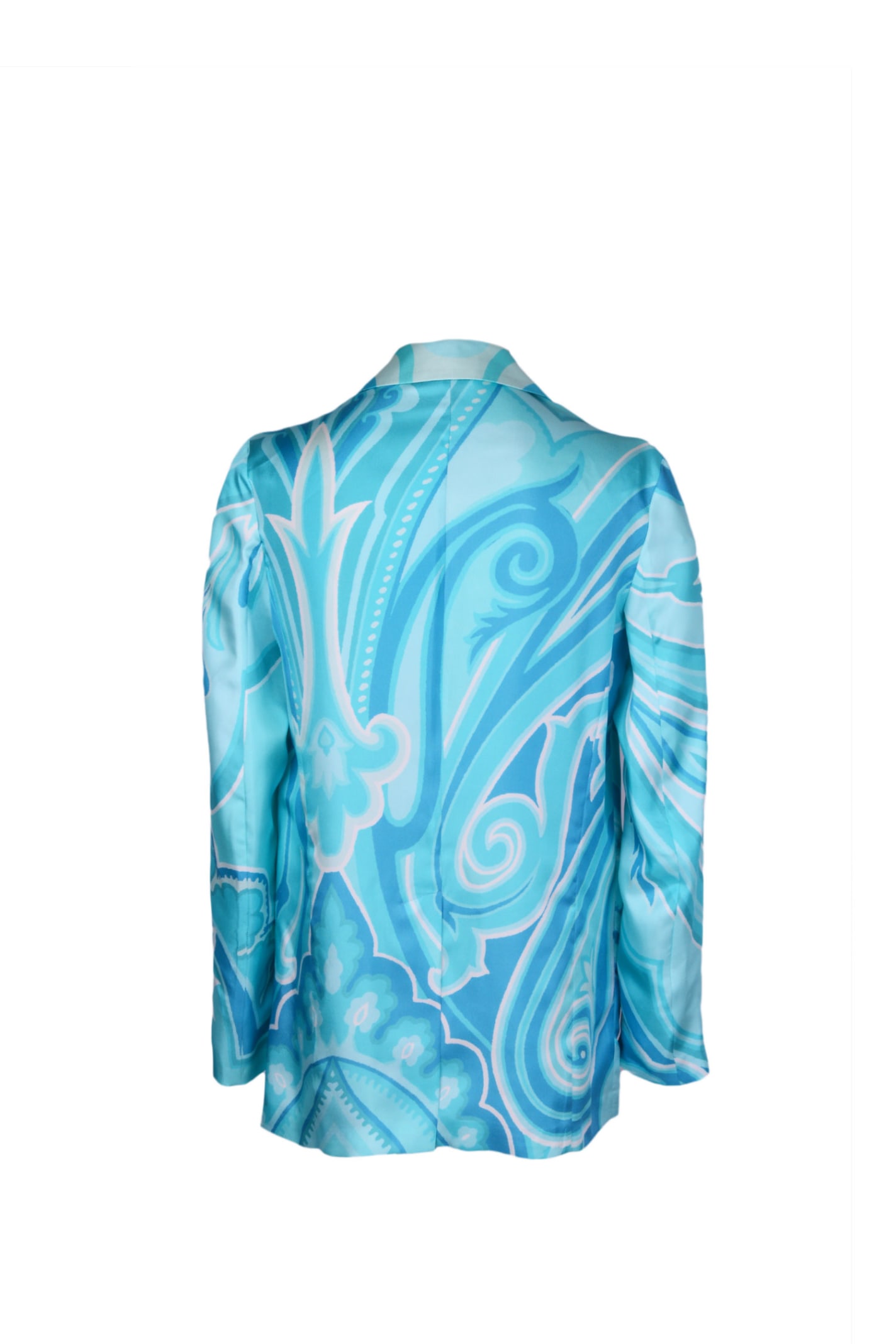 Shop Etro Printed Silk Blazer In Clear Blue