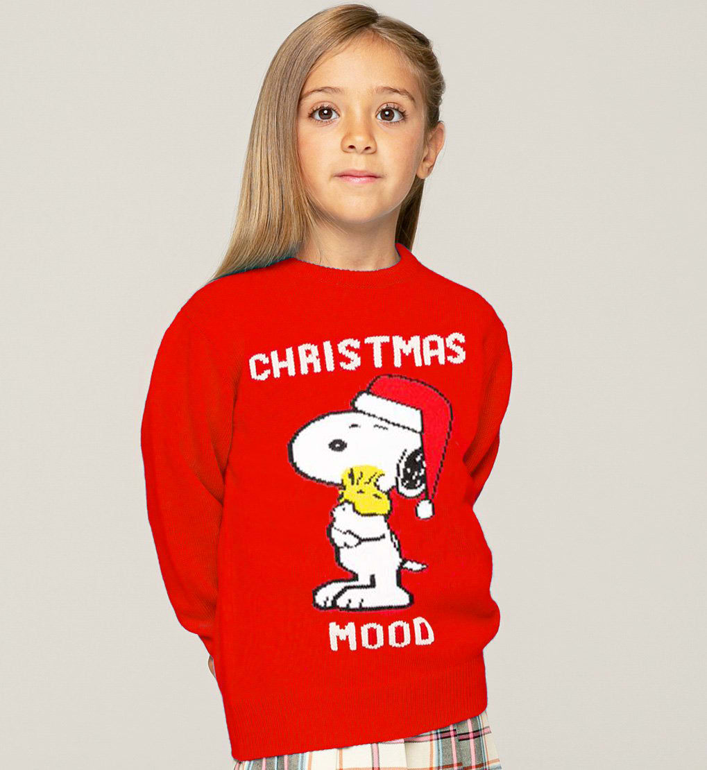 Mc2 Saint Barth Kids' Red Sweater Christmas Snoopy For Girl - Special Edition