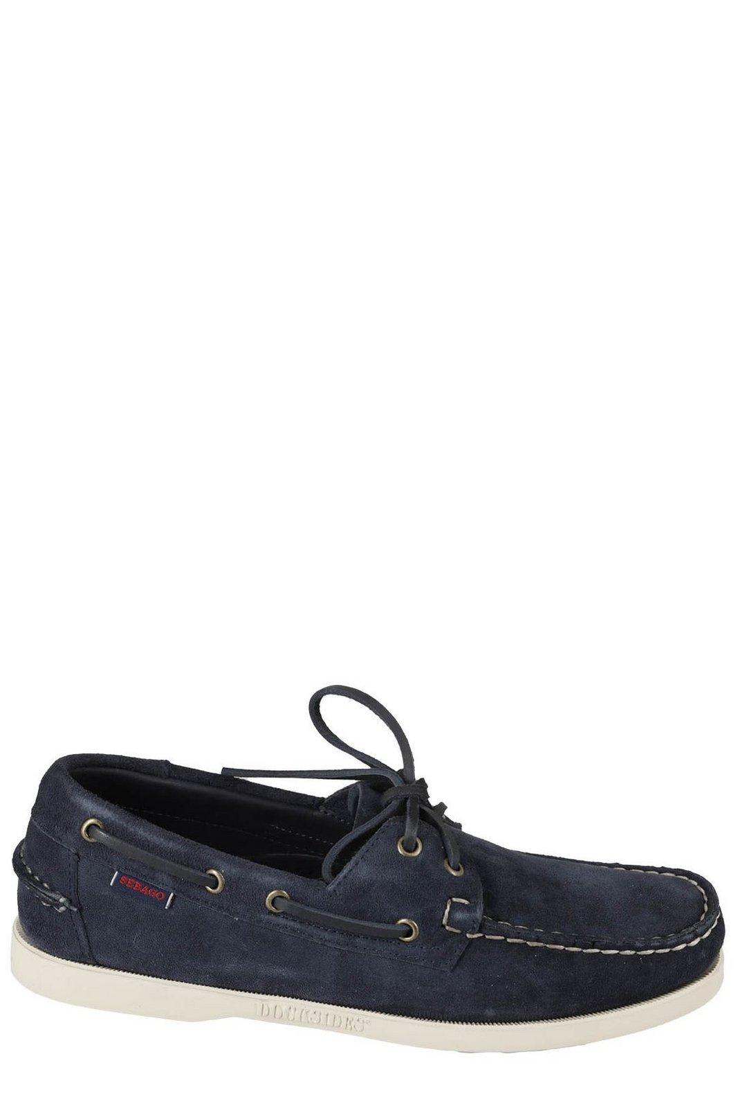Sebago Lace-up Round Toe Boat Shoes In Blue Navy
