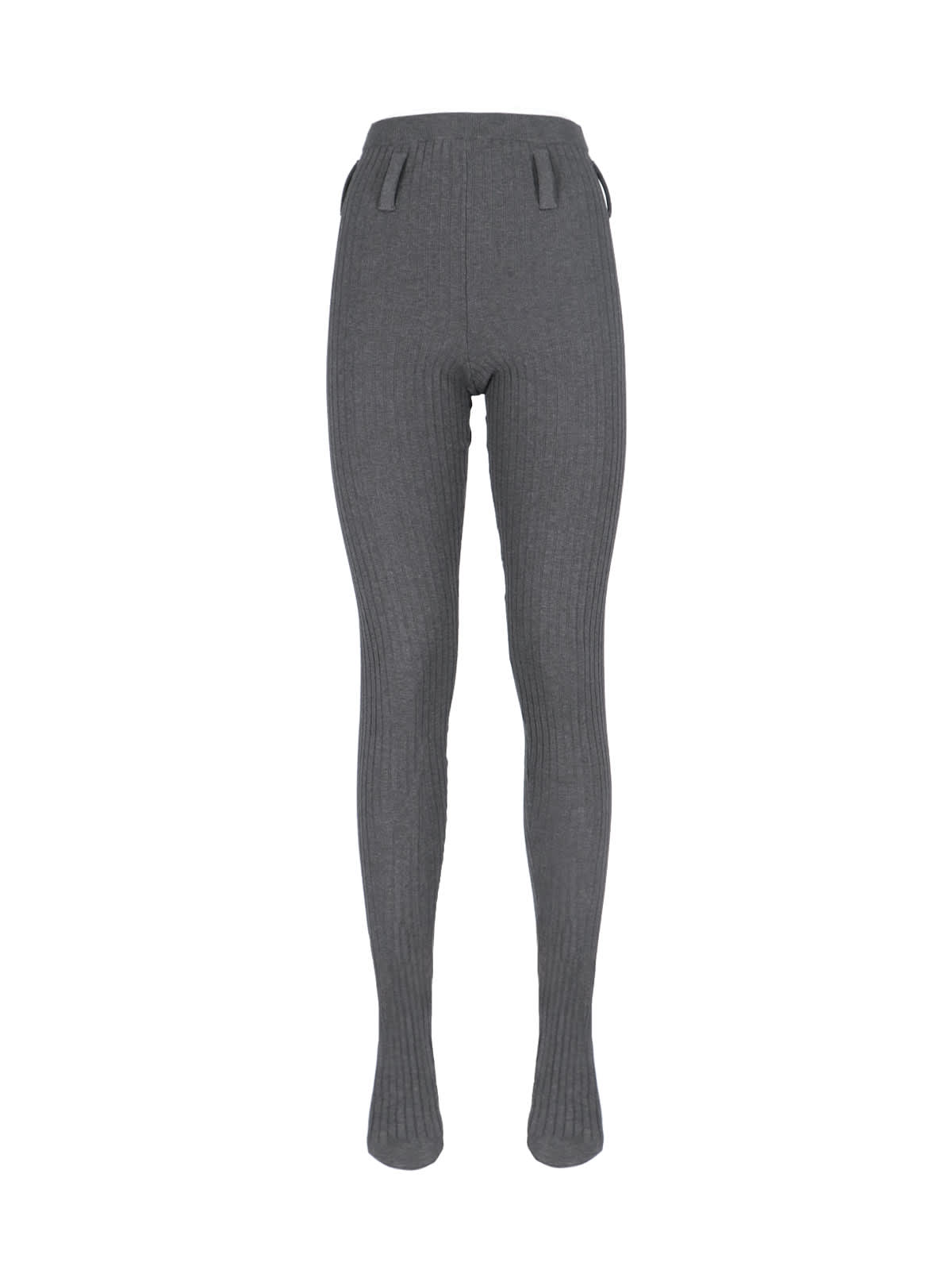 Prada Straight Ribbed Texture Trousers With Belt Loops In Gray