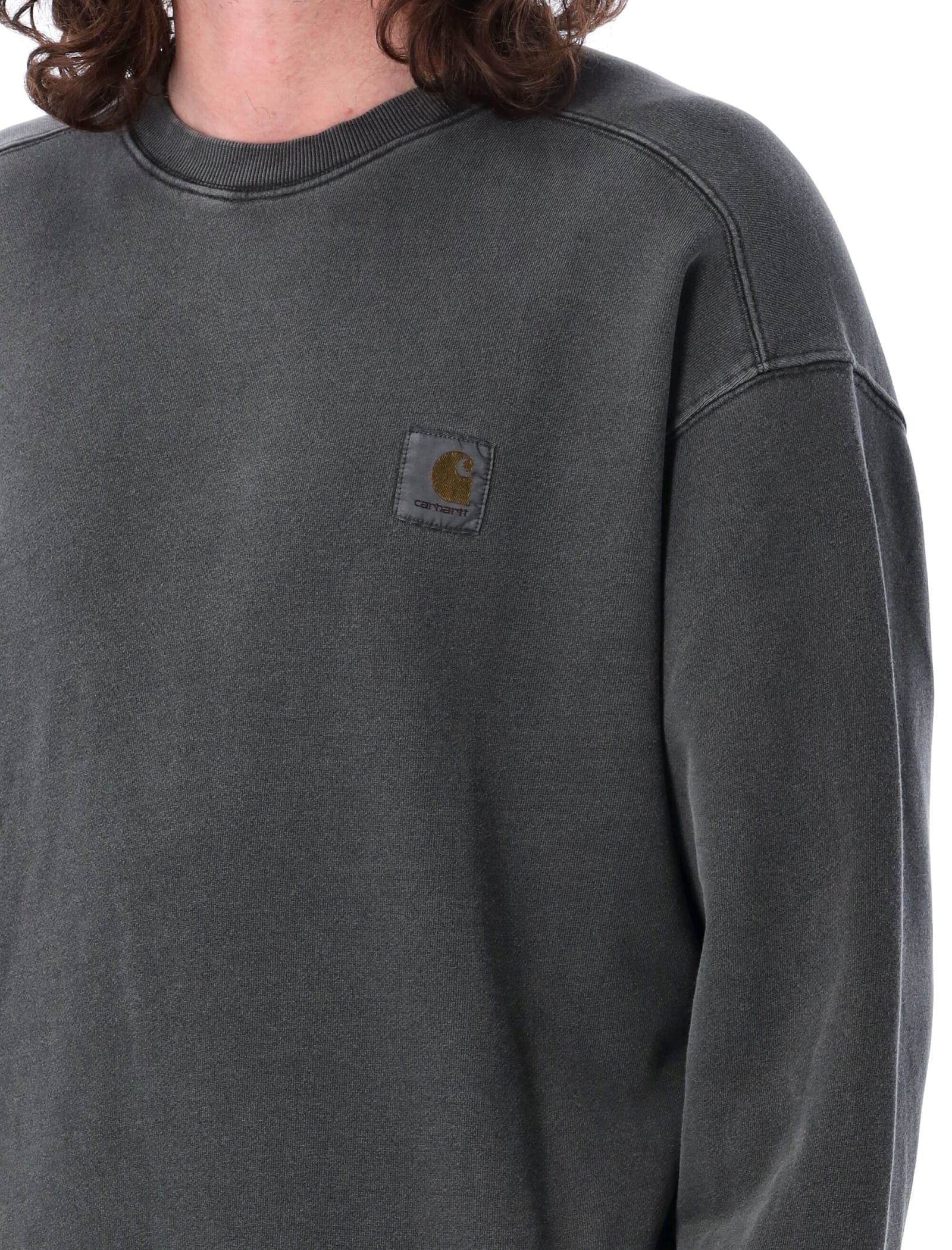 Shop Carhartt Nelson Sweatshirt In Charcoal Garment Dyed
