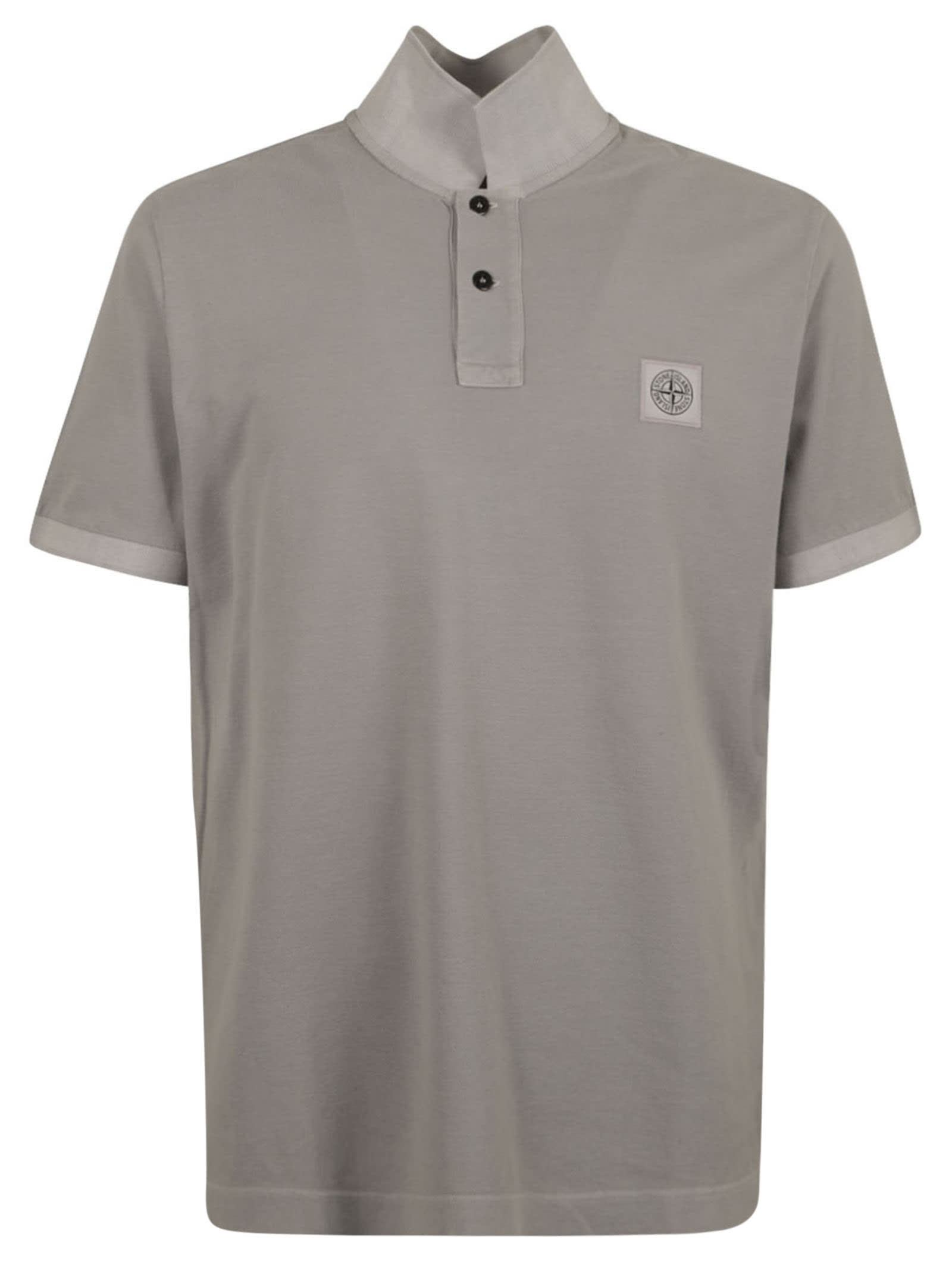 Shop Stone Island Logo Patched Regular Polo Shirt In Dust